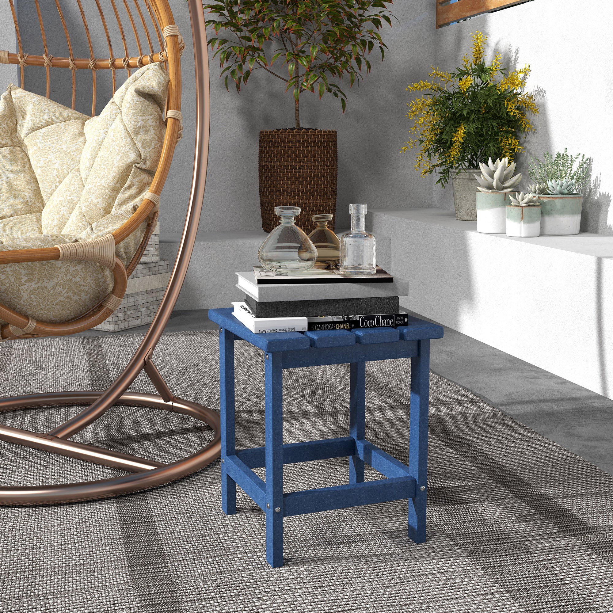 Adirondack Side Table, Square Patio End Table, Weather Resistant 15" Outdoor HDPE Table for Porch, Pool, Balcony