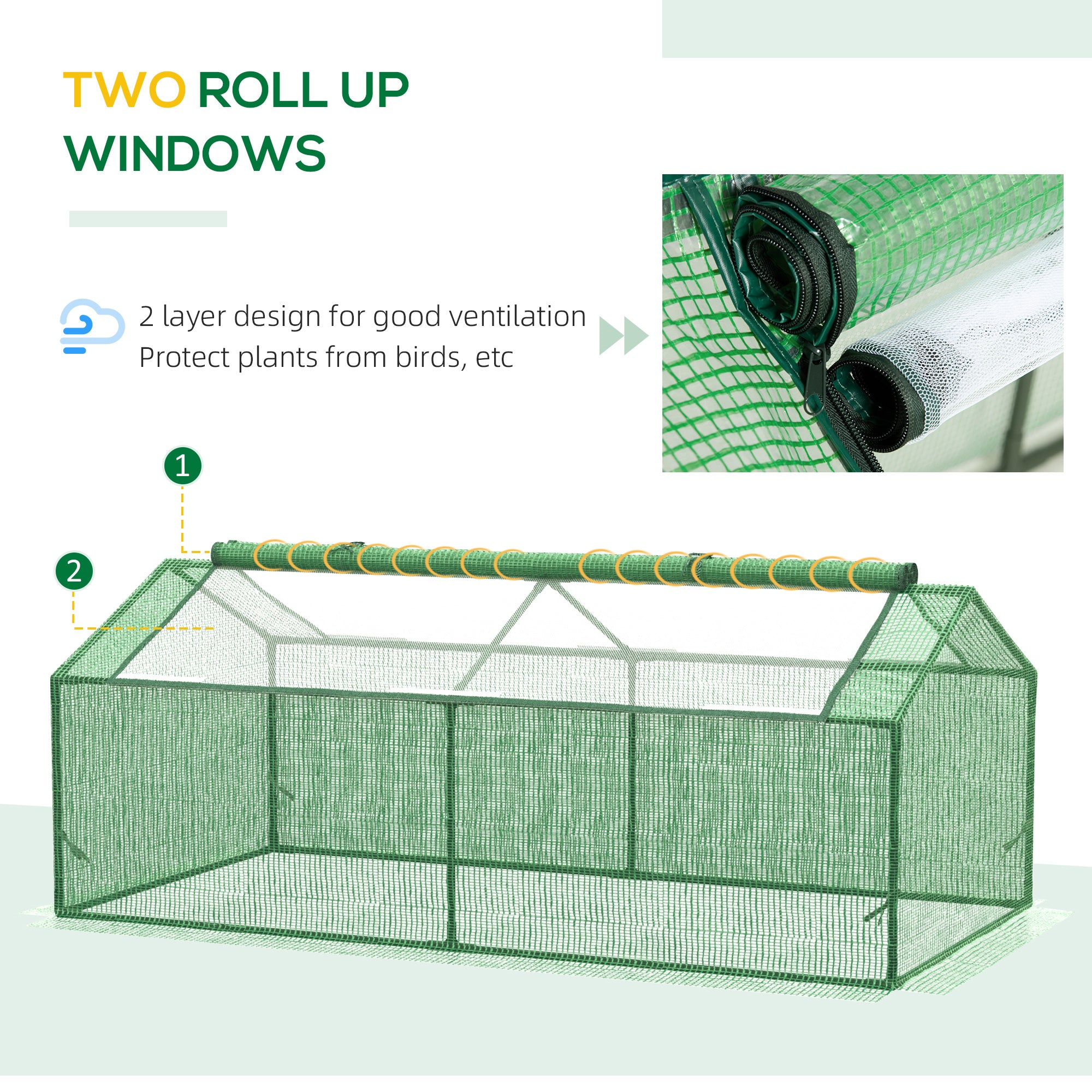 71" x 36" x 28" Mini Greenhouse Portable Hot House for Plants with Large Zipper Windows for Outdoor, Indoor, Garden, Green
