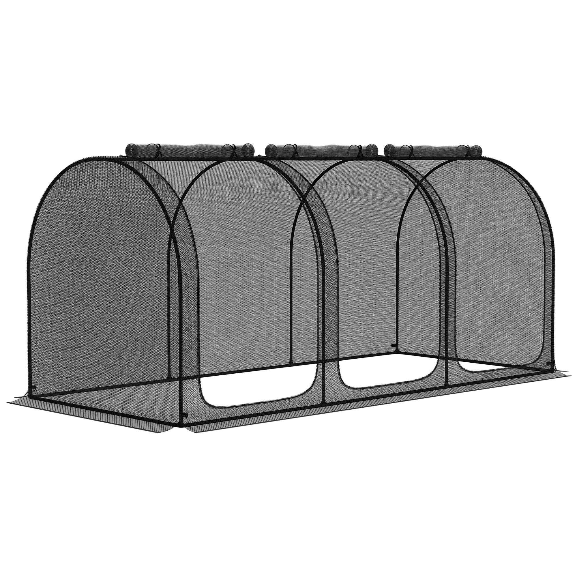9' x 4' Crop Cage, Plant Protection Tent with Three Zippered Doors, Steel Frame, Storage Bag and 4 Ground Stakes, for Garden, Yard, Lawn