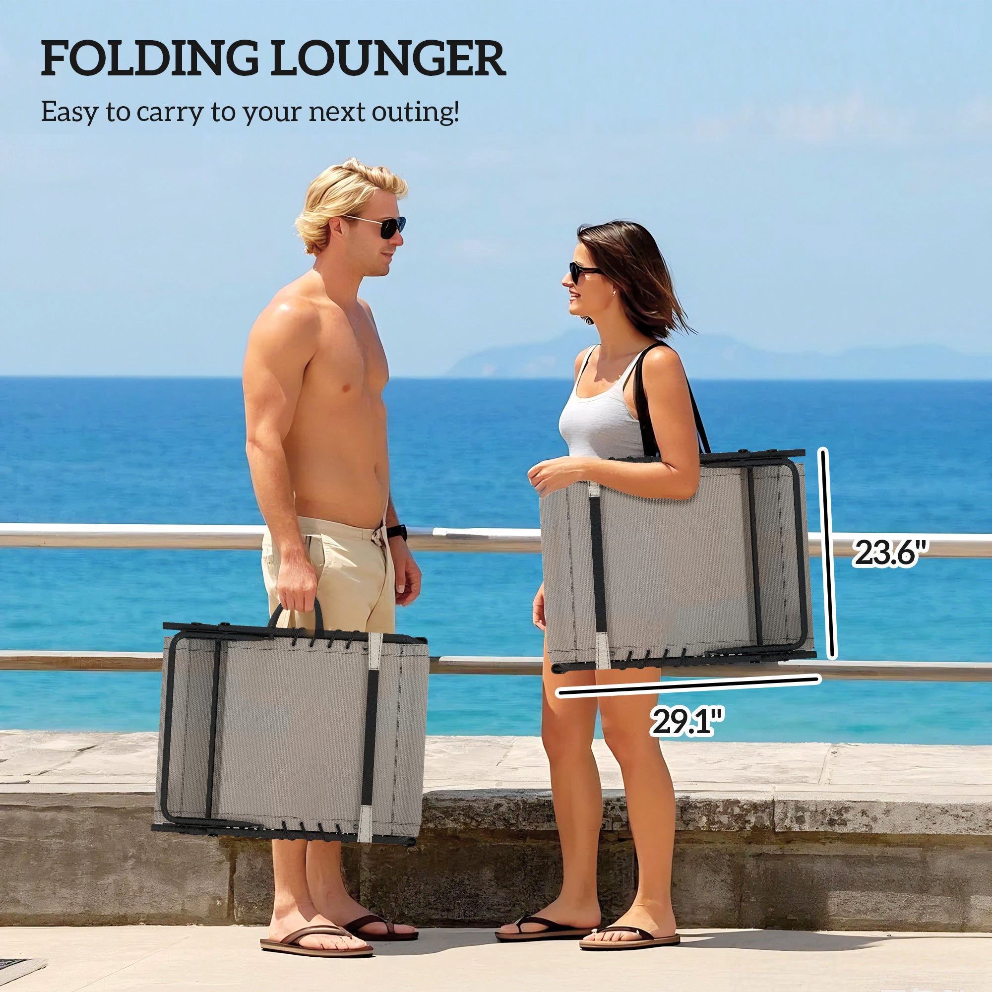 Outdoor Chaise Lounge Chair Set of 2, 5-Level Adjustable Folding Pool Lounge Chairs with Cushions