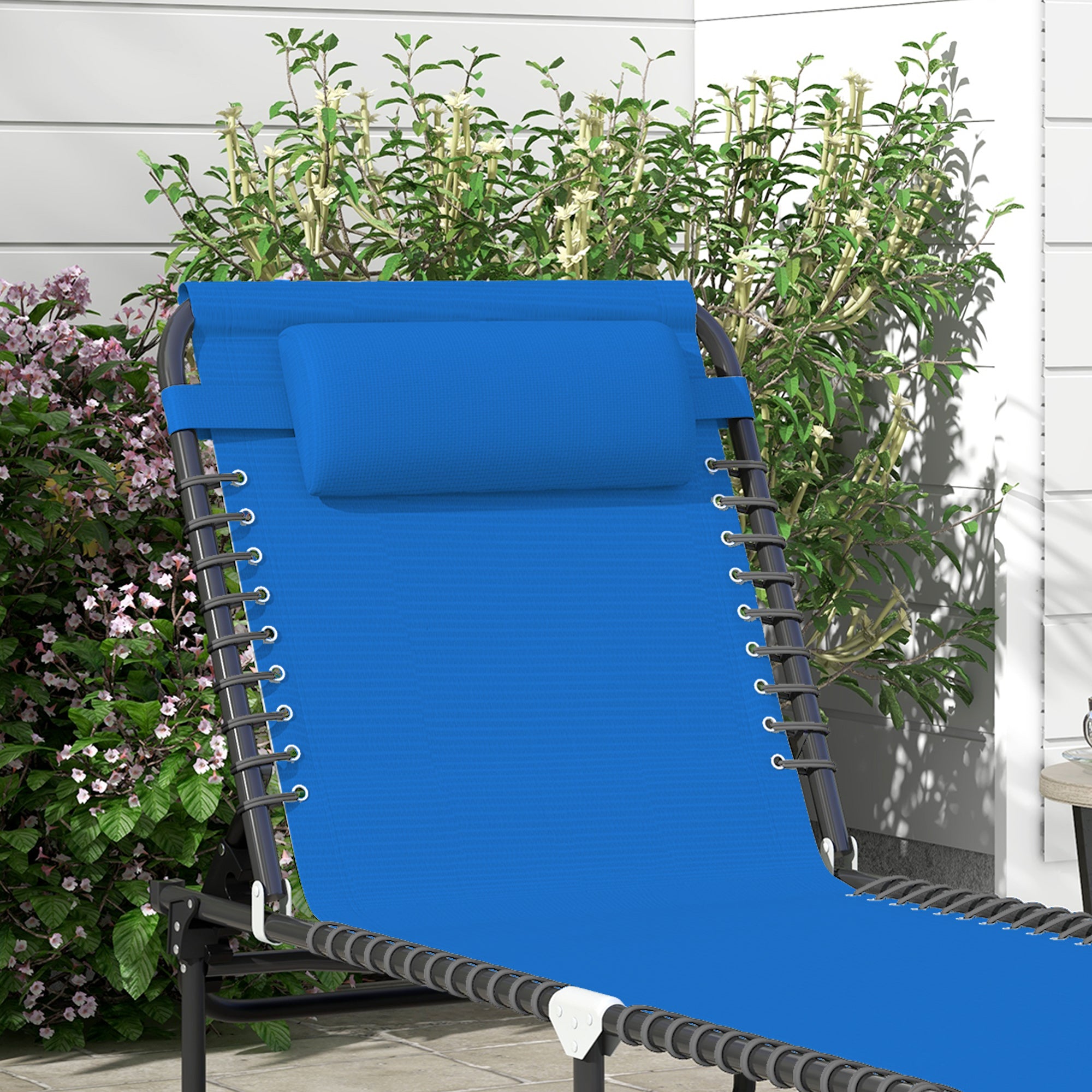 Foldable Chaise Lounge, 3-Position Reclining Back, Portable design and Breathable Mesh for Poolside, Camping, Hiking