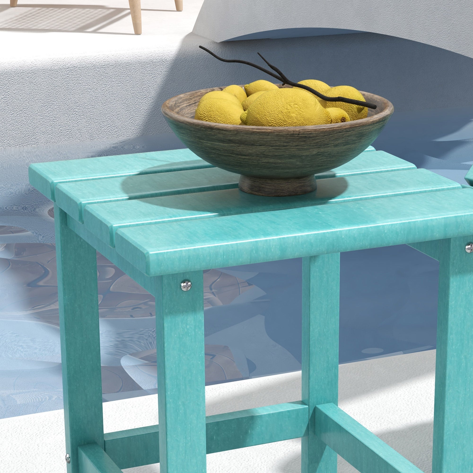 Adirondack Side Table, Square Patio End Table, Weather Resistant 15" Outdoor HDPE Table for Porch, Pool, Balcony