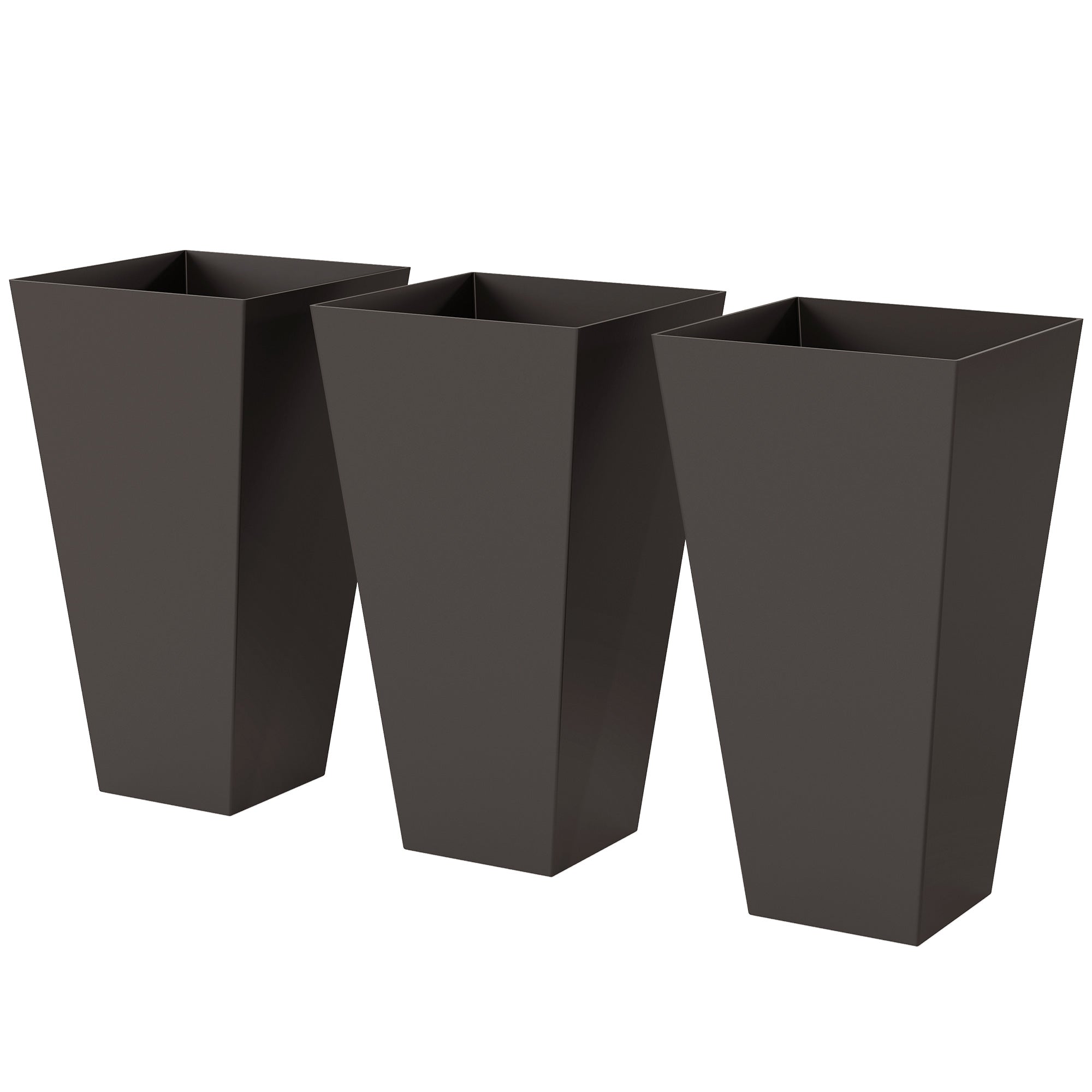 Tall Planters for Outdoor Plants Set of 3, 28 In Taper Planters with Drainage Holes, Indoor Grande Plant Pots, Front Porch Decor