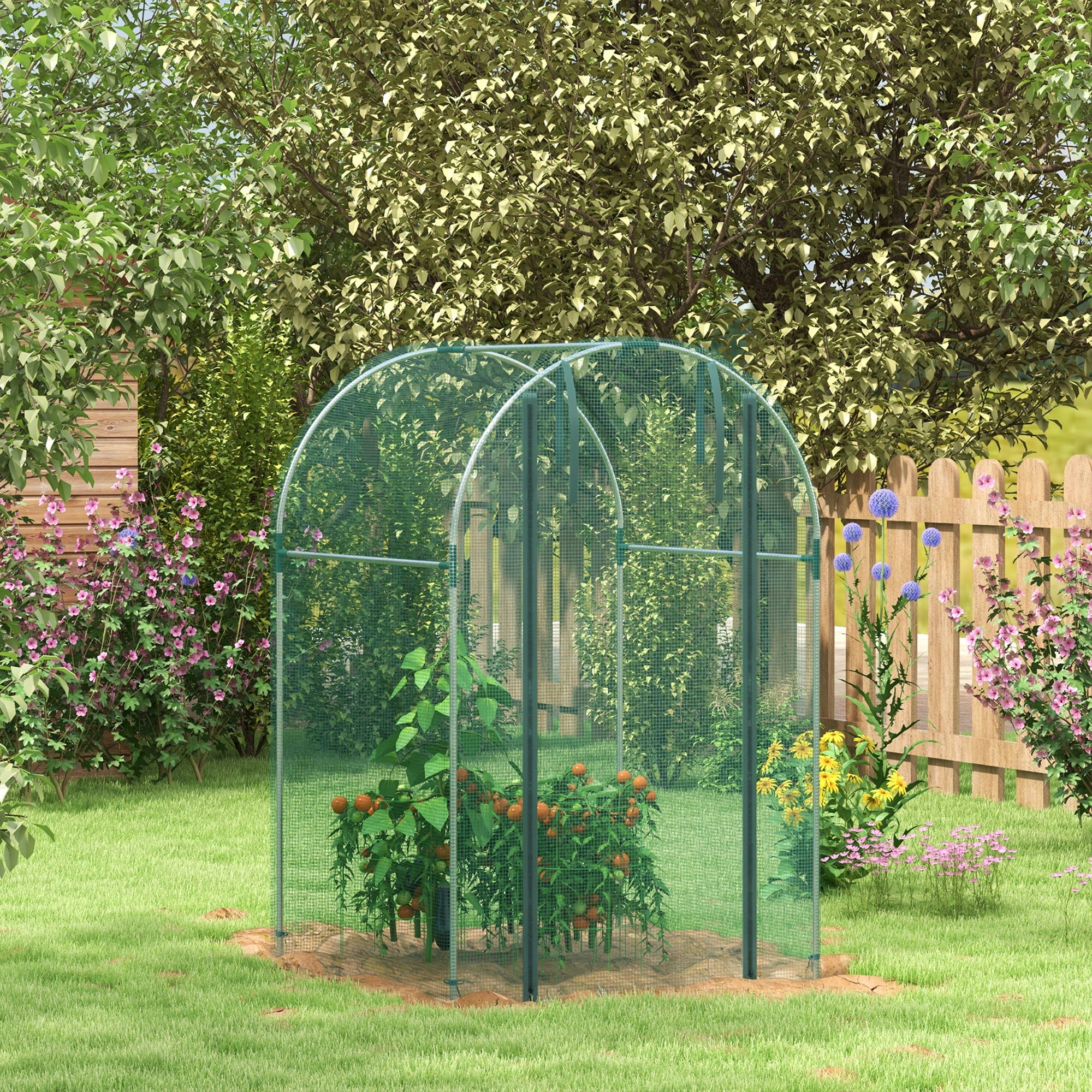 Galvanized Steel Crop Cage, Plant Protection Tent with Zippered Door, 4' x 4'