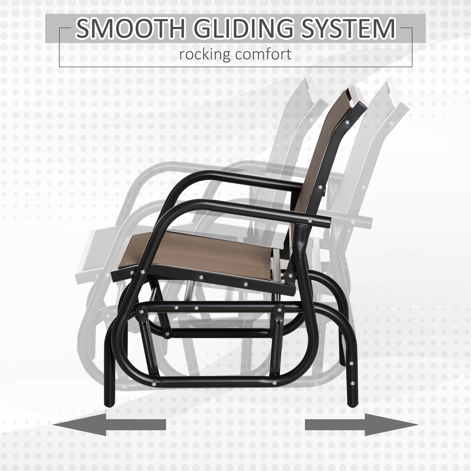 Outdoor Glider Chair, Steel Swing Chai with Curved Armrests for Porch, Garden, Poolside, Balcony