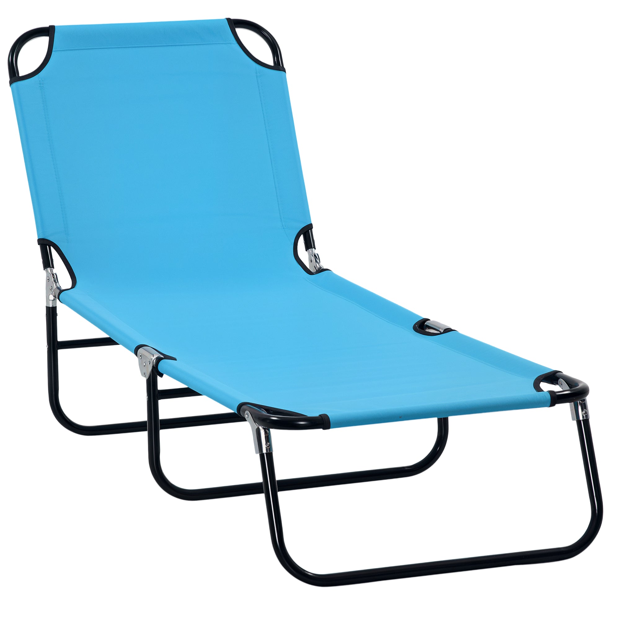 Folding Chaise Lounge Pool Chairs, Outdoor Sun Tanning Chairs with 5-Level Reclining Back, Steel Frame for Beach, Yard, Patio