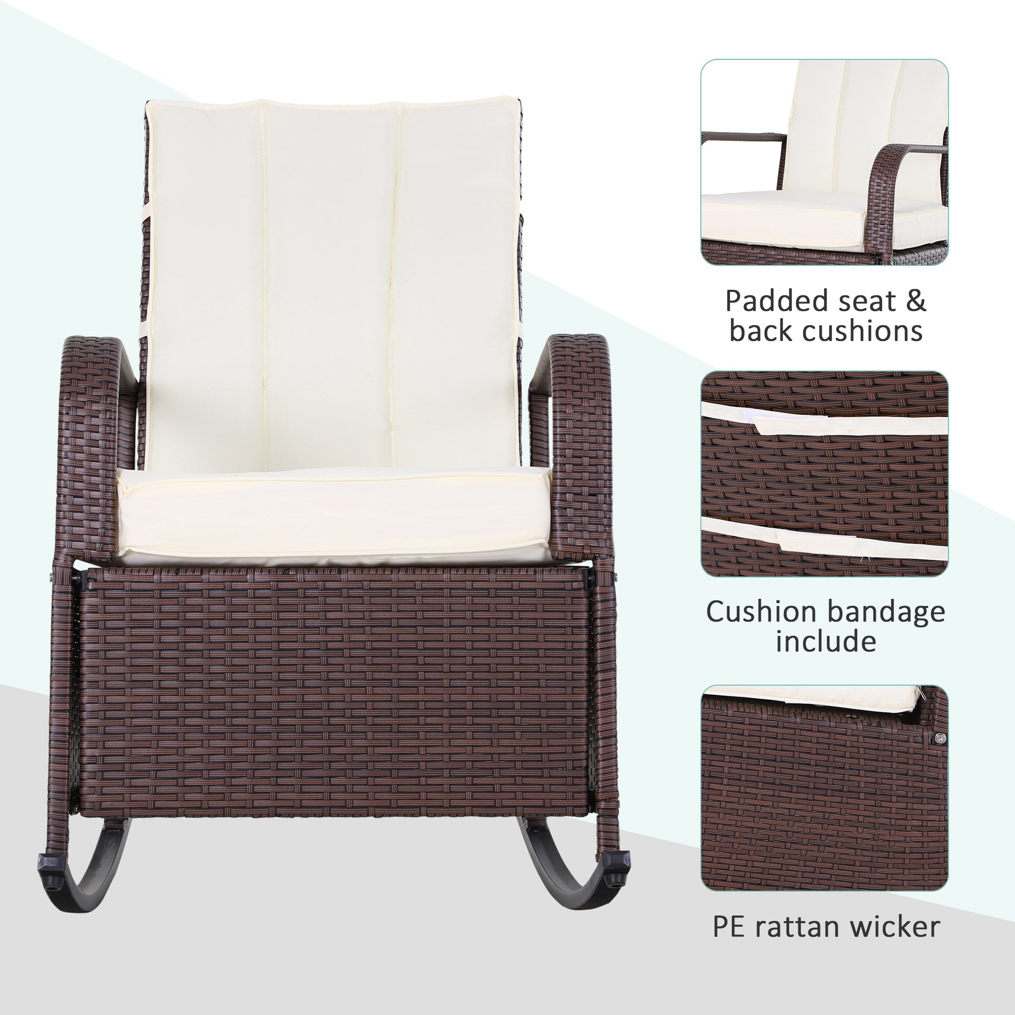 PE Rattan Rocking Recliner with Footrest