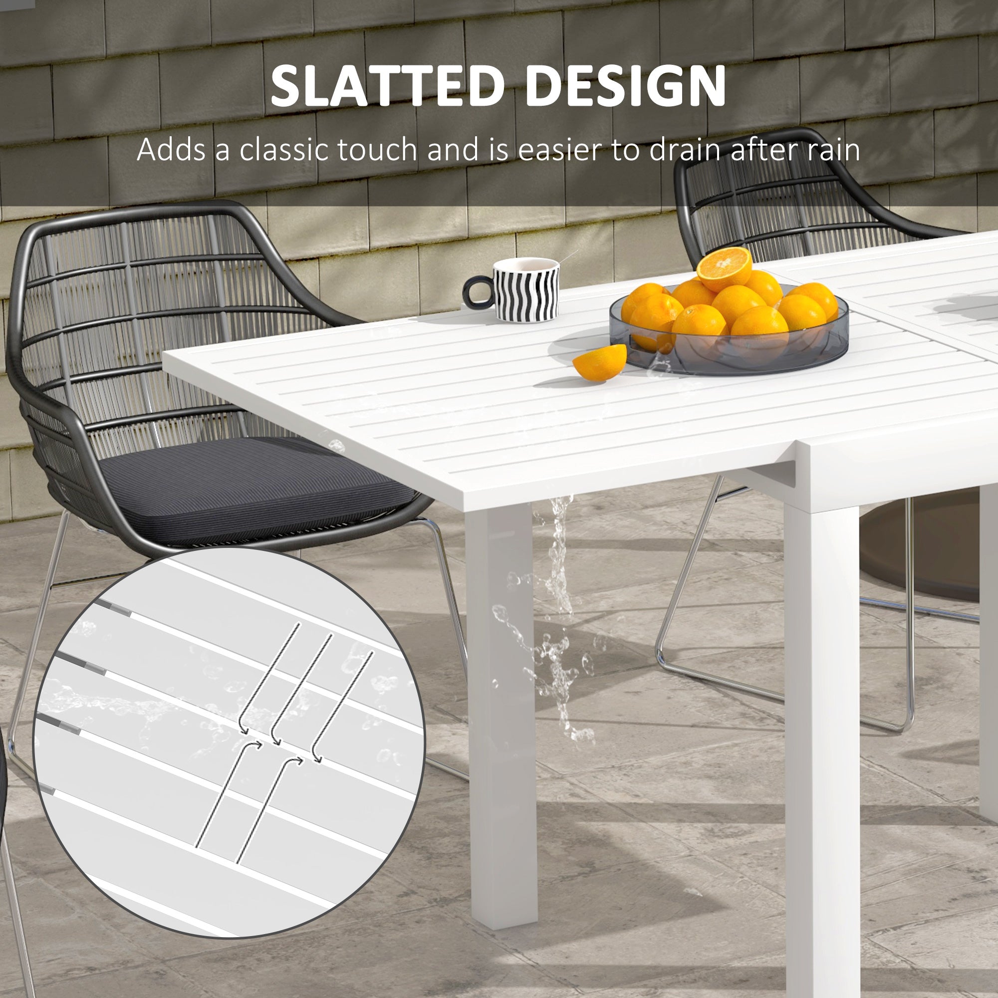 Expandable Patio Table, Outdoor Dining Table for 4-6 with Aluminum Frame for Garden, Lawn, Balcony Terrace