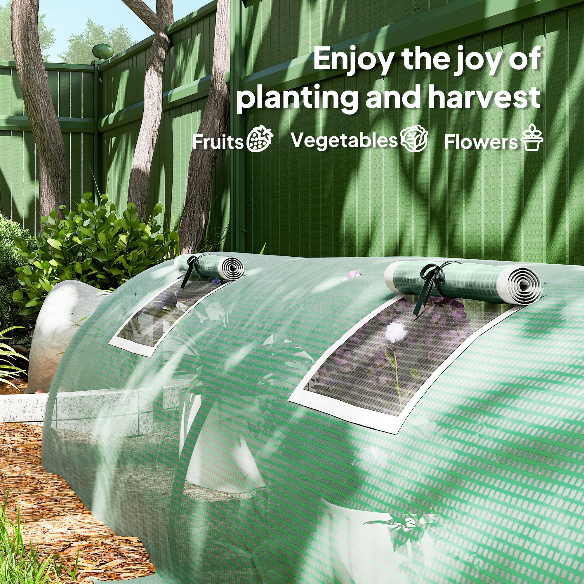 Mini Greenhouse with 5 Mesh Windows, Portable Plant Hot House with PE Cover and Steel Frame, 10' x 3' x 2' , Green