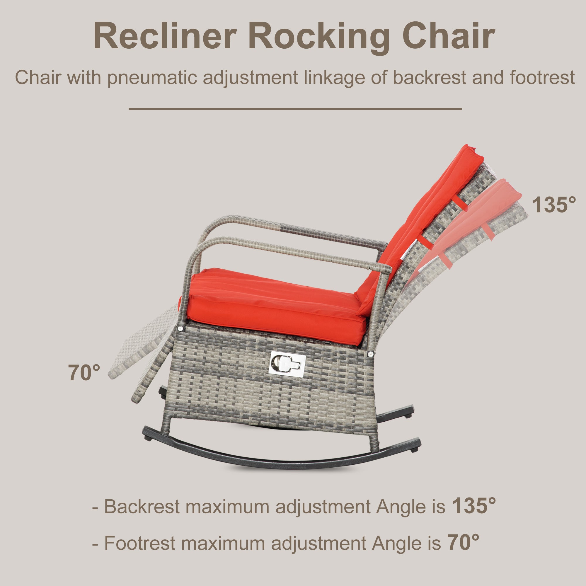 PE Rattan Rocking Recliner with Footrest
