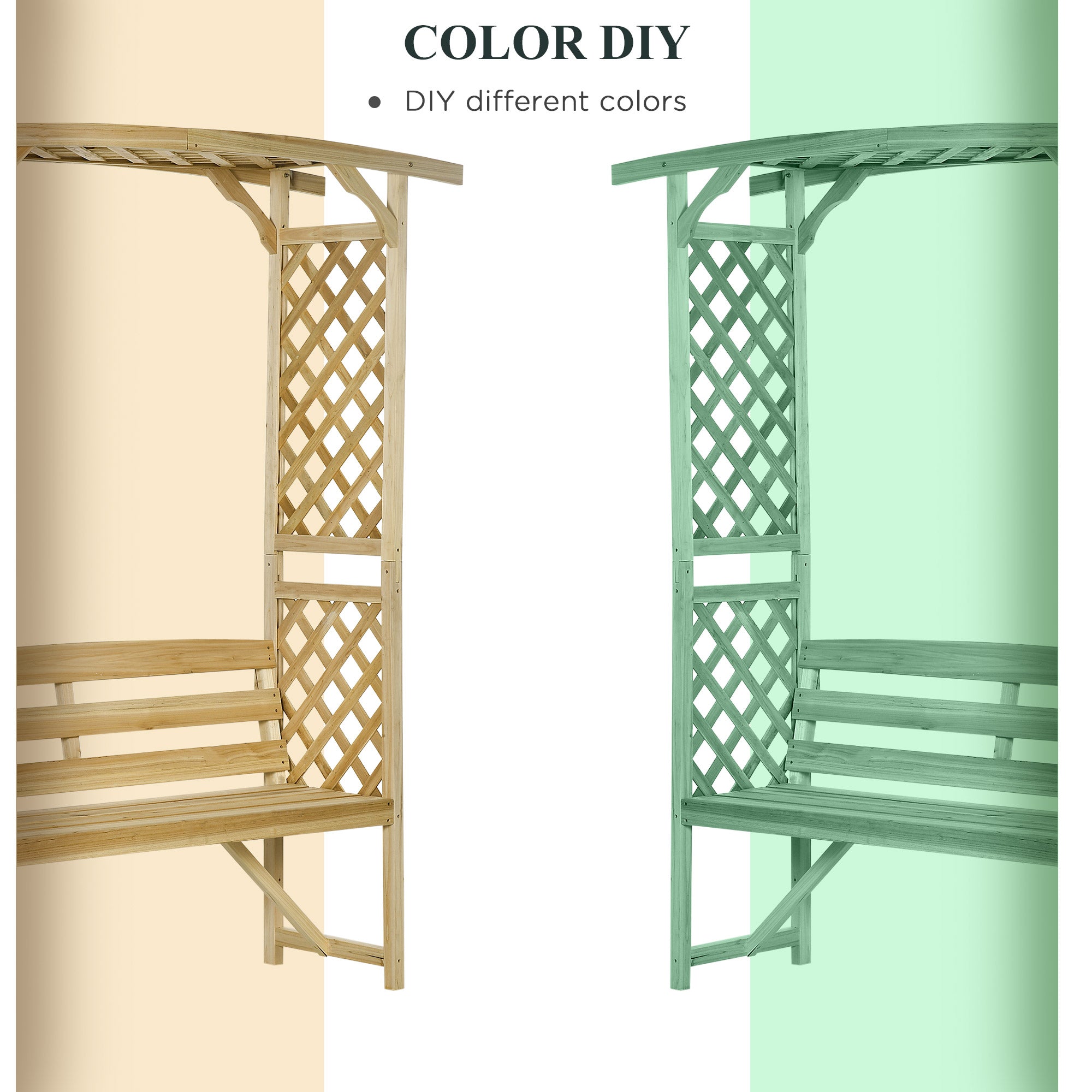 Patio Garden Bench, Wooden Bench, Outdoor Bench for Vines/Climbing Plants