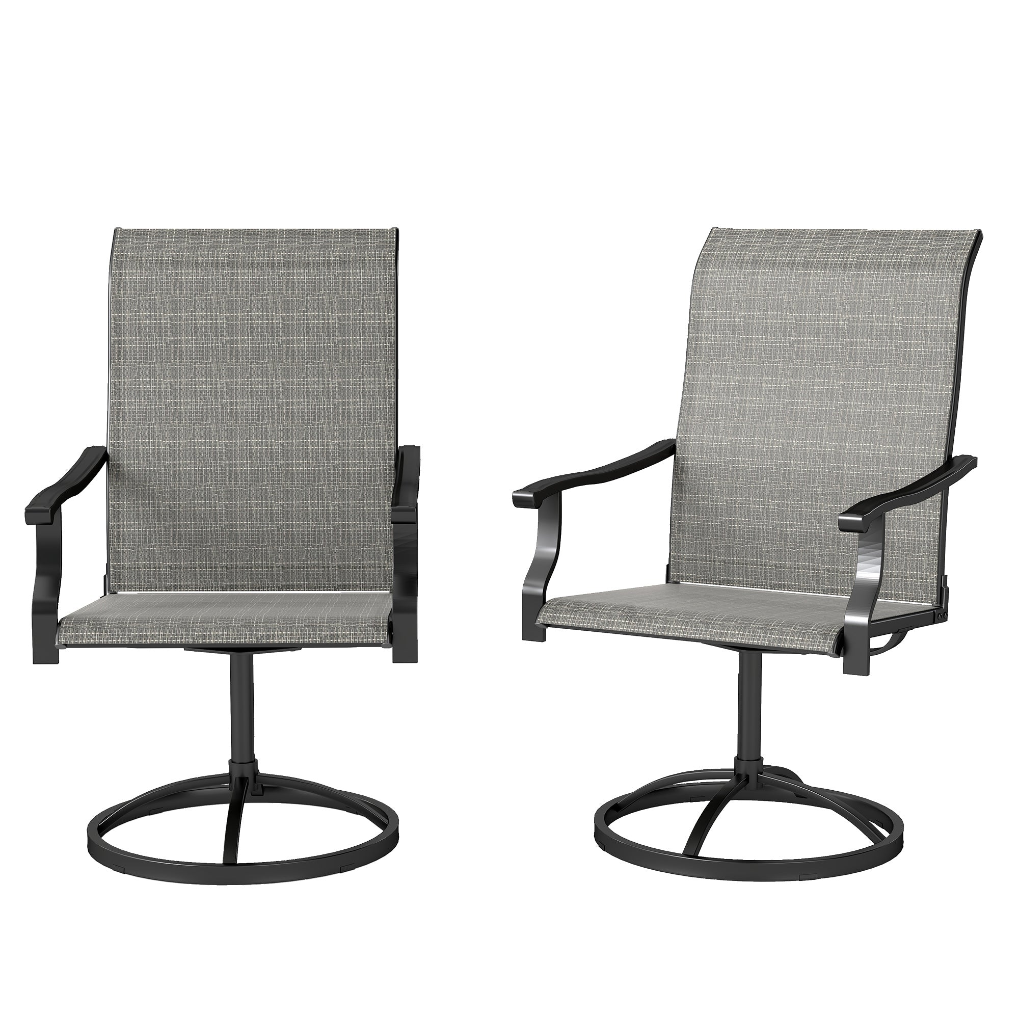 Patio Swivel Chairs Set of 2, High Back Patio Dining Chairs with All-Weather Mesh for Backyard, Lawn, Garden