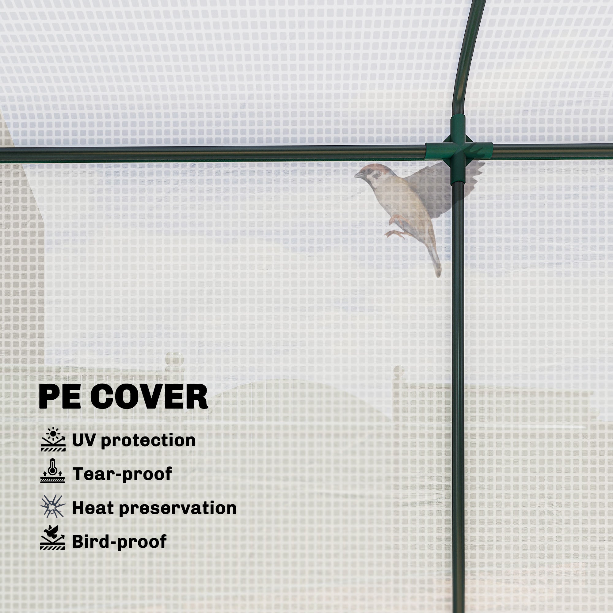 Mini Greenhouse, Portable Greenhouse with Roll-Up Door and 2 Mesh Windows, PE Cover, 78.7" x 29.5" x 74"
