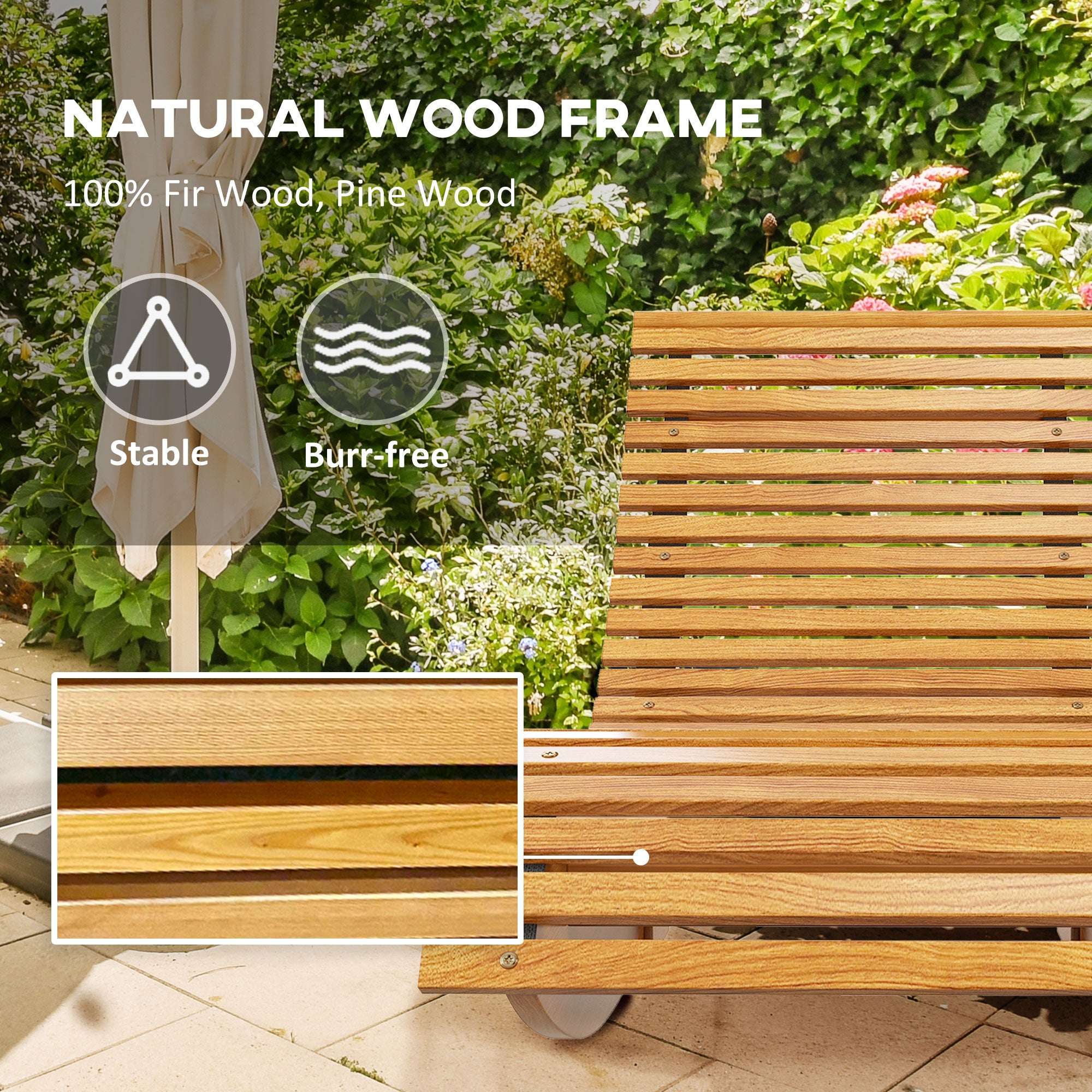 Outdoor Rocking Chair w/ Slatted Seat, Wooden Rocking Chair, 51.25" x 23.5" x 23.5", Teak