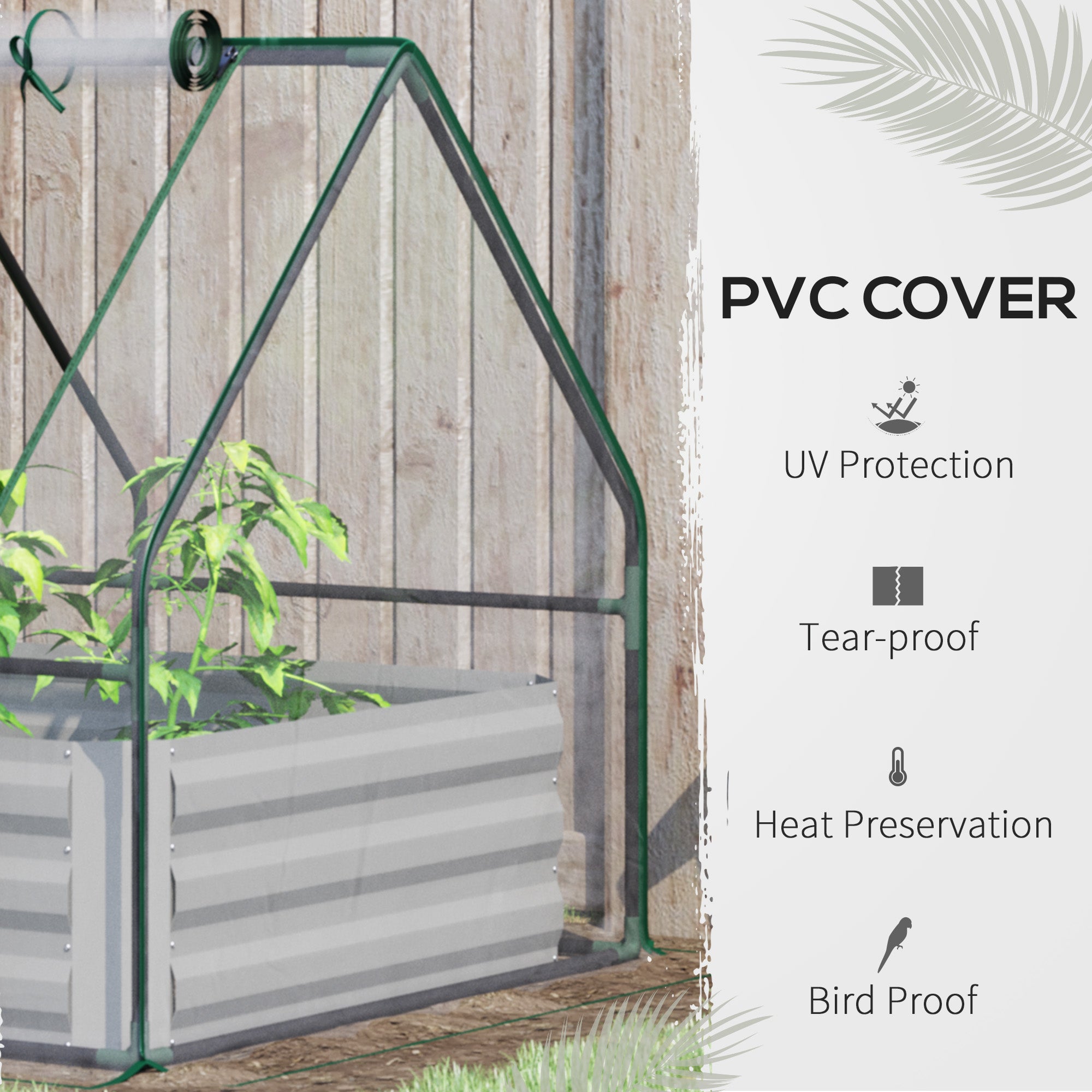Raised Garden Bed with Cover, Outdoor Galvanized Metal Planter Box Kit, 4 x 3 ft Mini Greenhouse with 2 Large Screen Windows, for Growing Flowers, Vegetables and Herbs