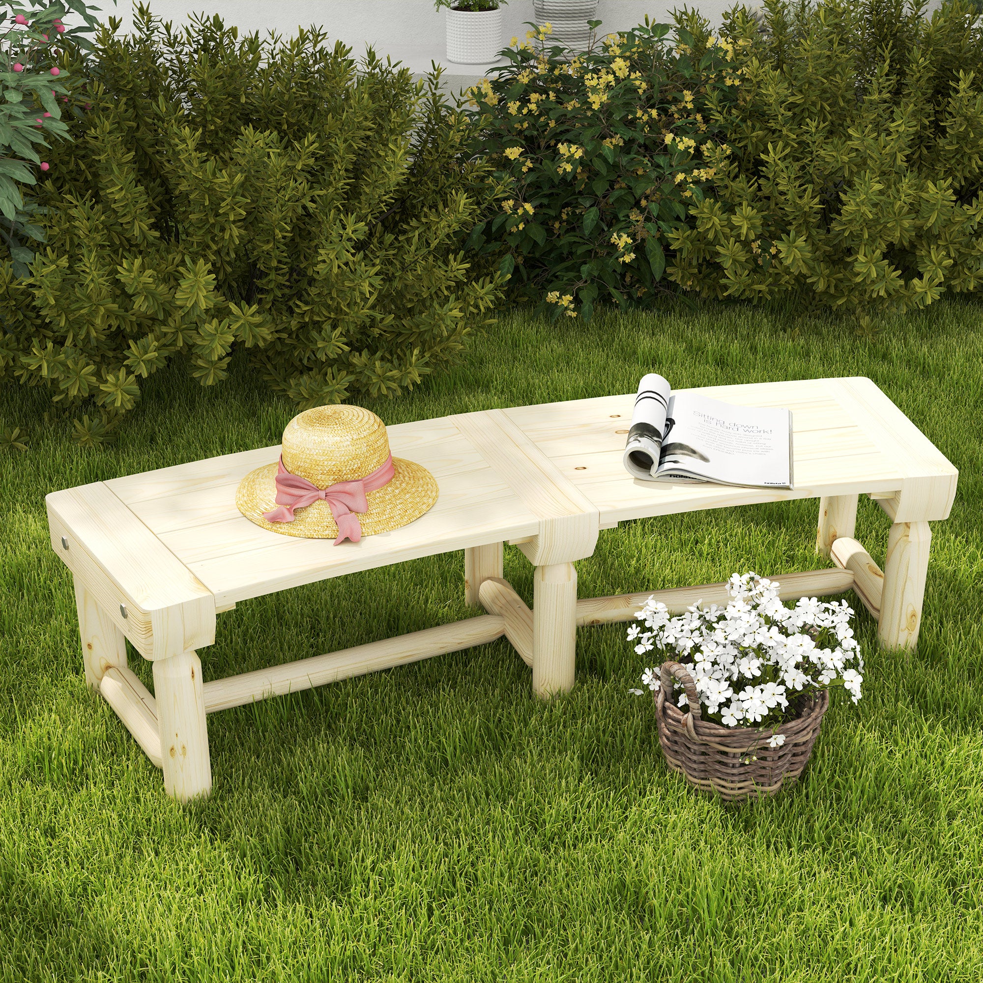 Wooden Garden Bench, Semicircular Round Outdoor Tree Bench, Wrap Around Park Bench for Yard, Patio, Deck, Lawn
