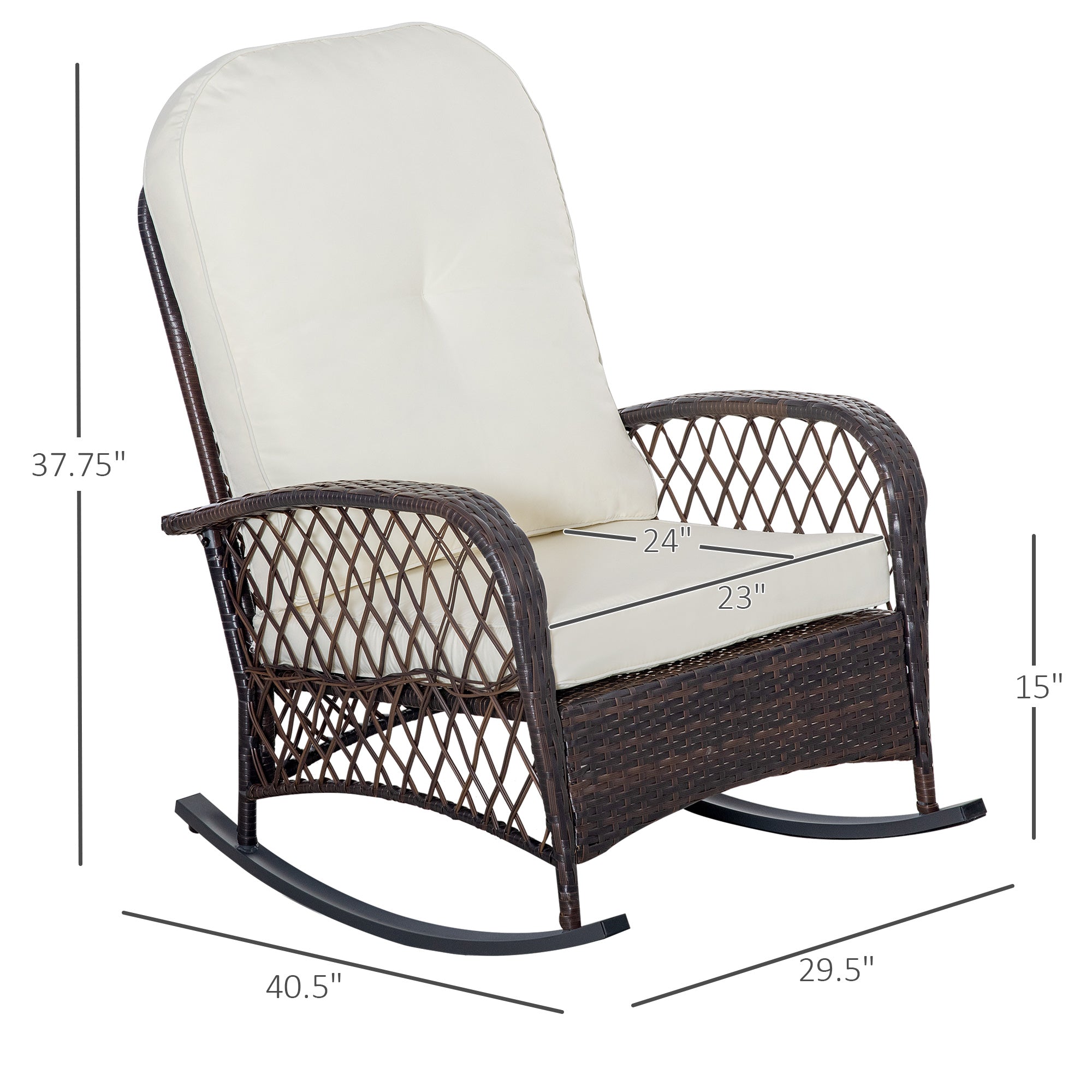 Rattan Porch Rocker w/ Plush Cushion