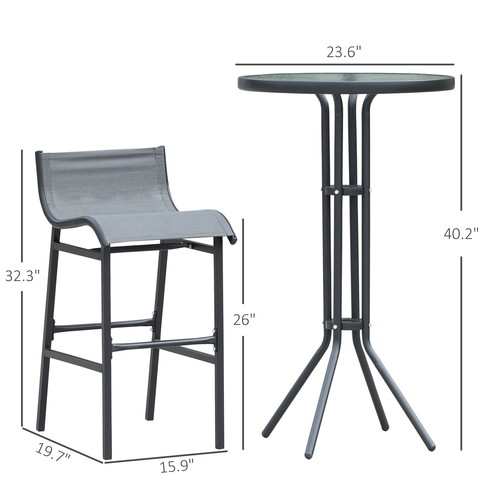 3 Piece Bar Height Outdoor Bistro Set for 2