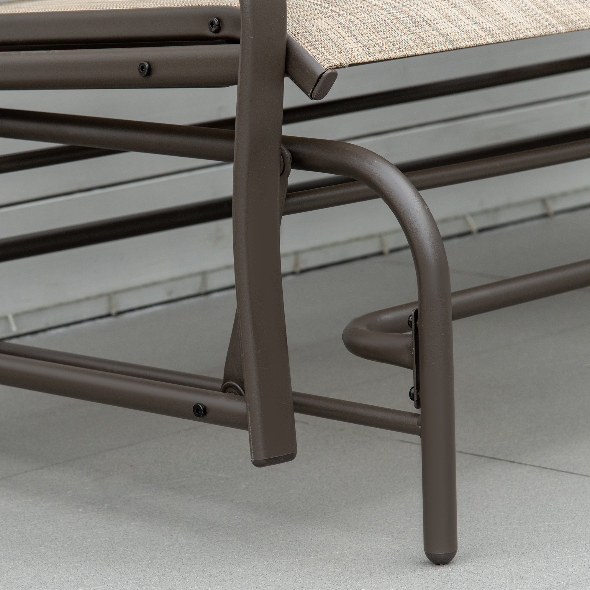 2-Seat Outdoor Glider Swing, Center Coffee Table and Independent Chairs, Supports Up to 352 lbs., Loveseat with Breathable Sling for Backyard, Garden, and Porch