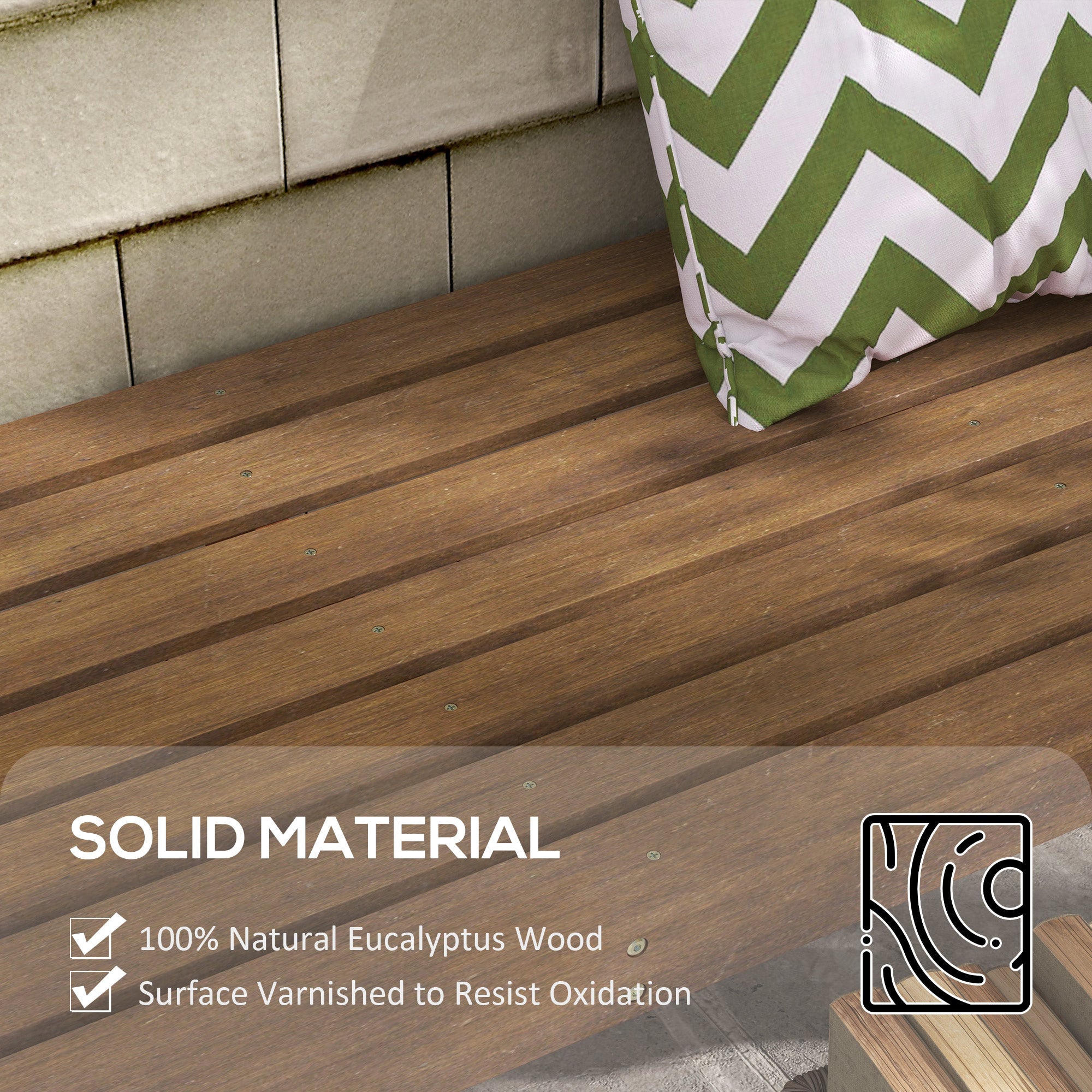 Slatted Wooden Garden Bench, Curved Seat Front Porch Bench
