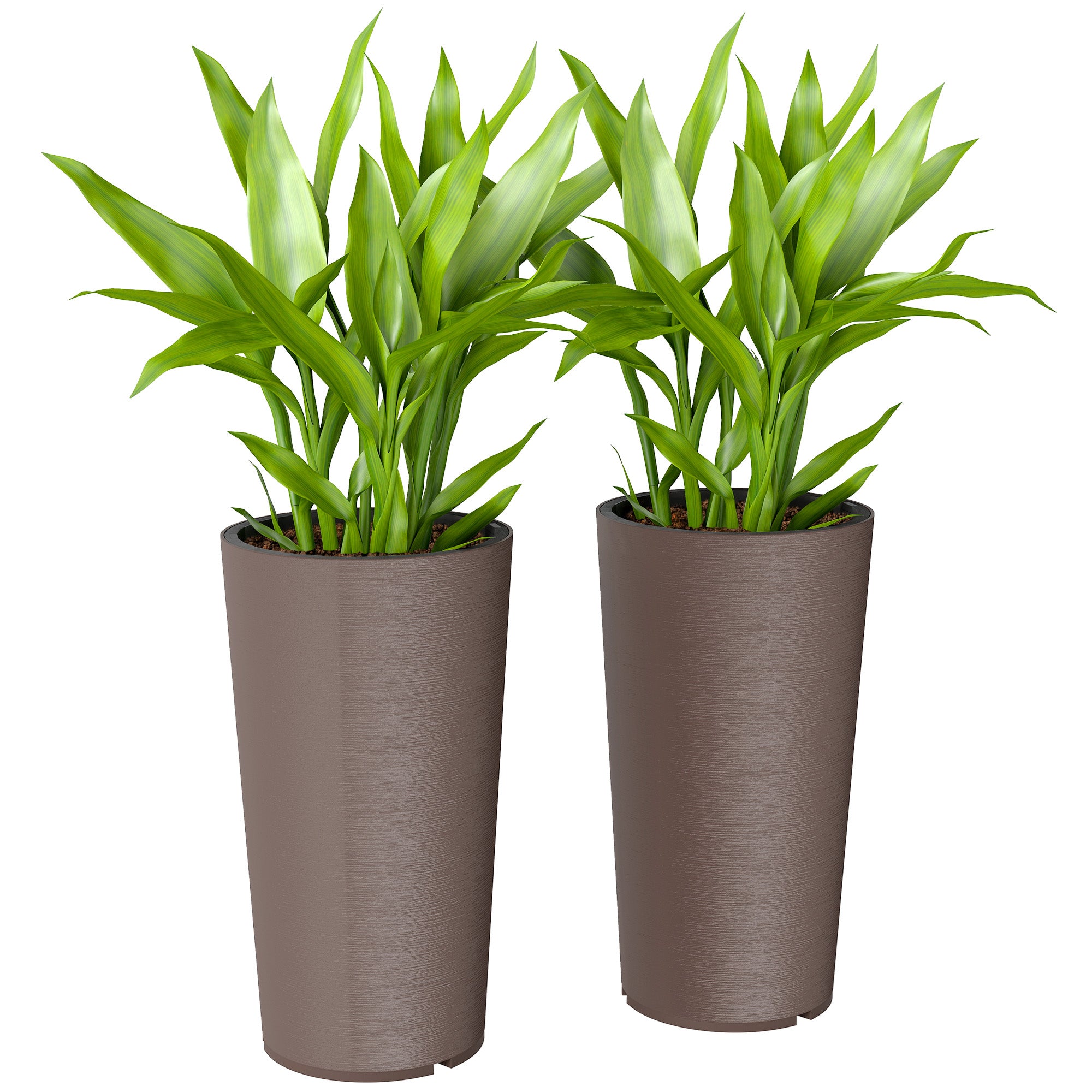 29 Inch Outdoor Planter, Set of 2 Plastic Flower Pots, Weather and UV Resistant Stackable Large Planters