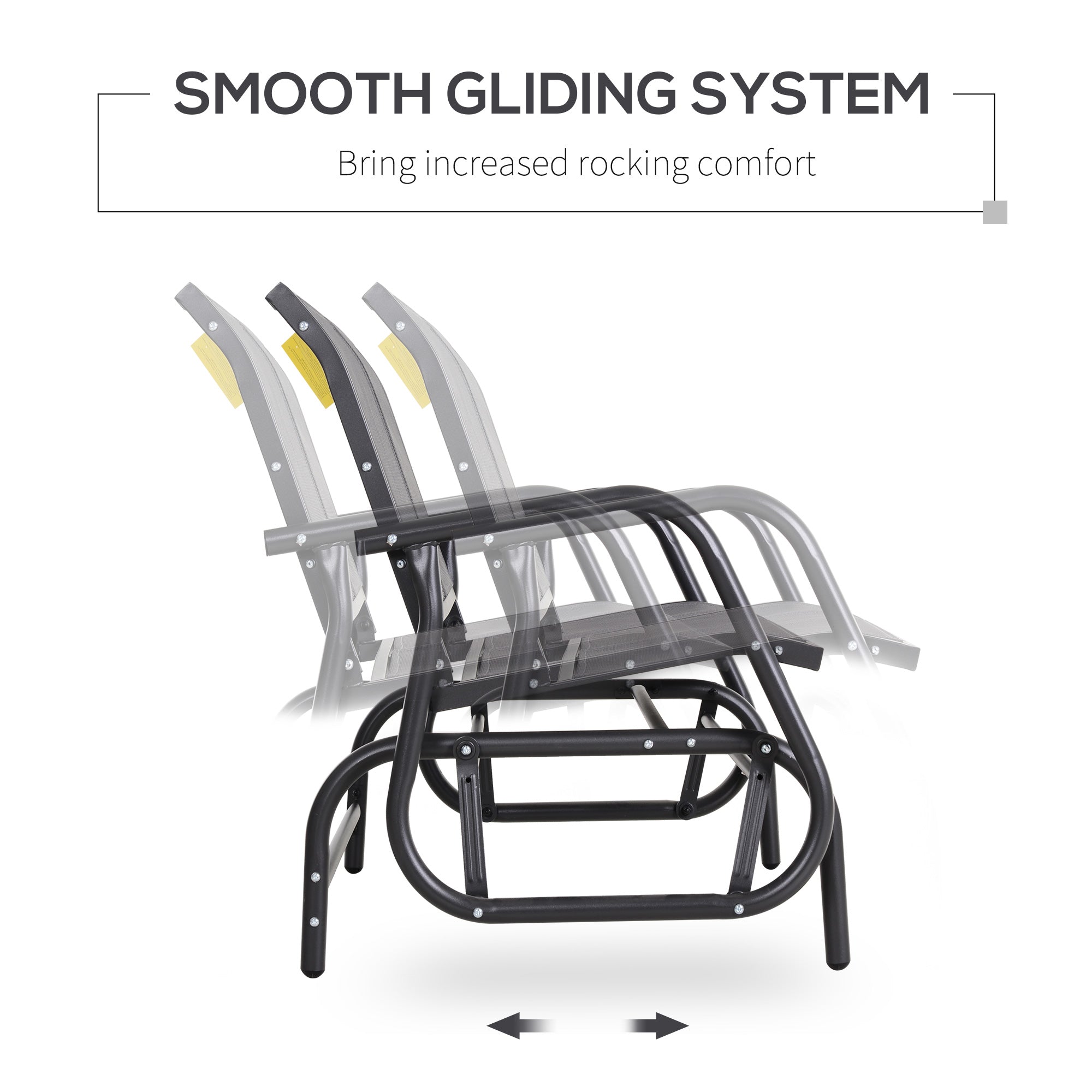 2-Person Outdoor Glider Bench, Patio Double Swing Rocking Chair Loveseat w/Powder Coated Steel Frame for Backyard Garden Porch