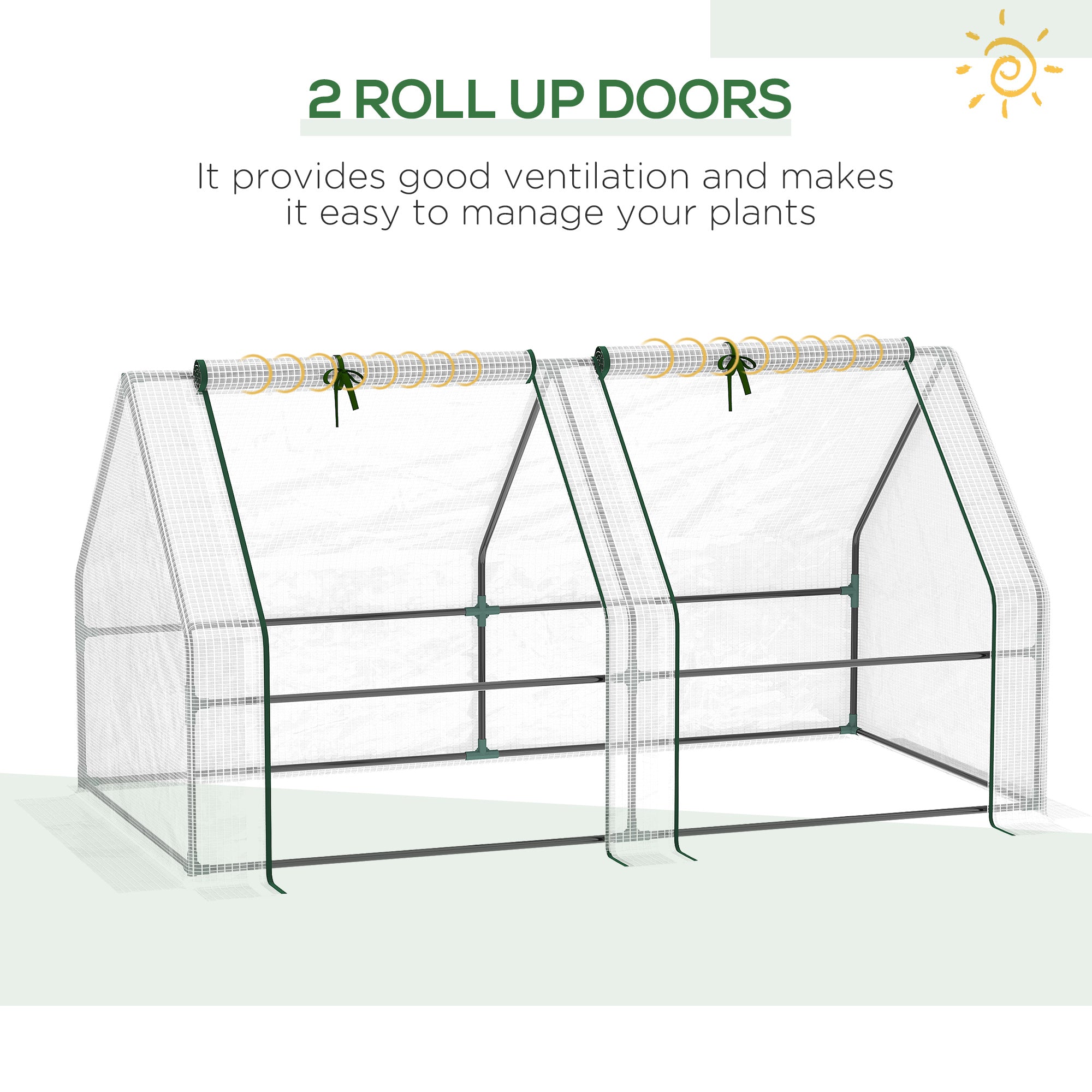 Portable Mini Greenhouse, Outdoor Garden with Large Zipper Doors and Water/UV PE Cover, 6' x 3' x 3'