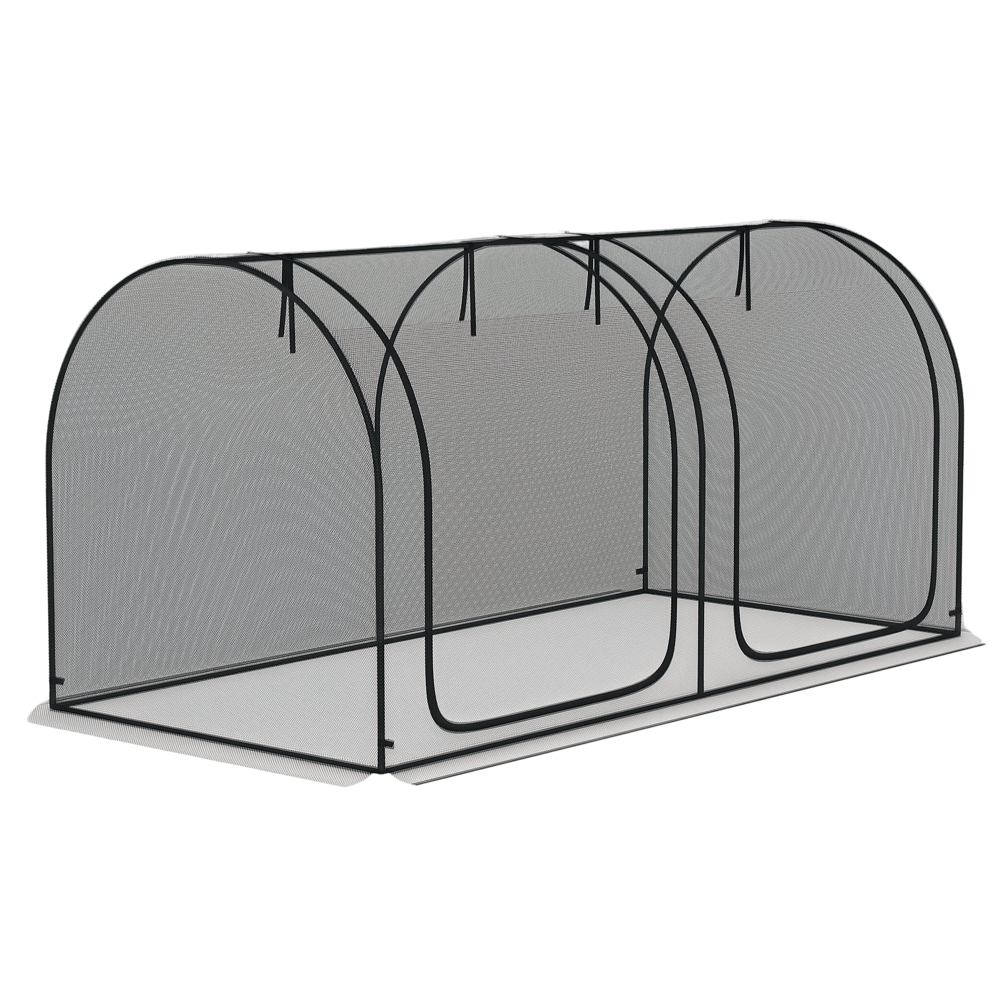 8' x 4' Crop Cage, Plant Protection Tent with Two Zippered Doors, Steel Frame, Storage Bag and 4 Ground Stakes, for Garden, Yard, Lawn