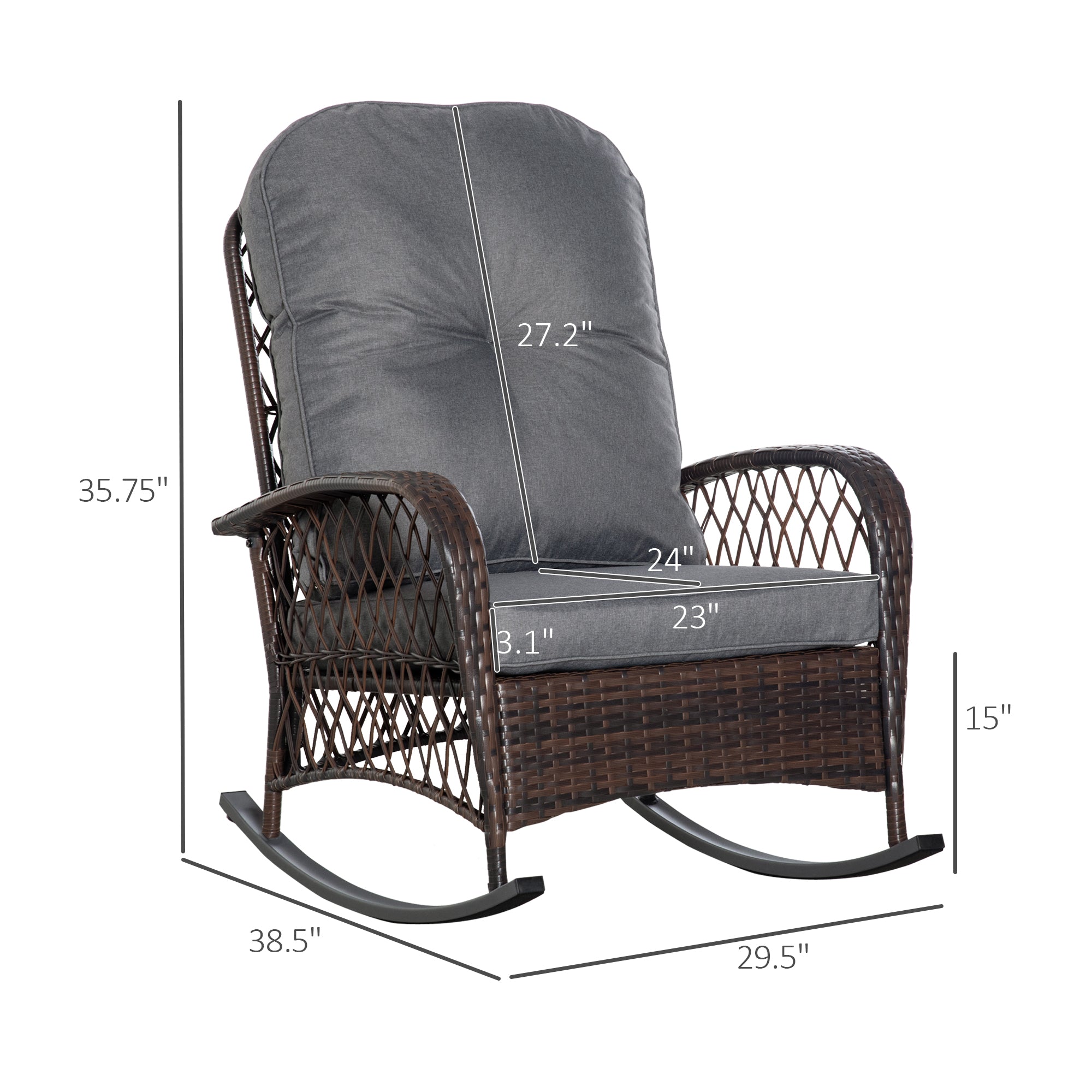 Rattan Porch Rocker w/ Plush Cushion