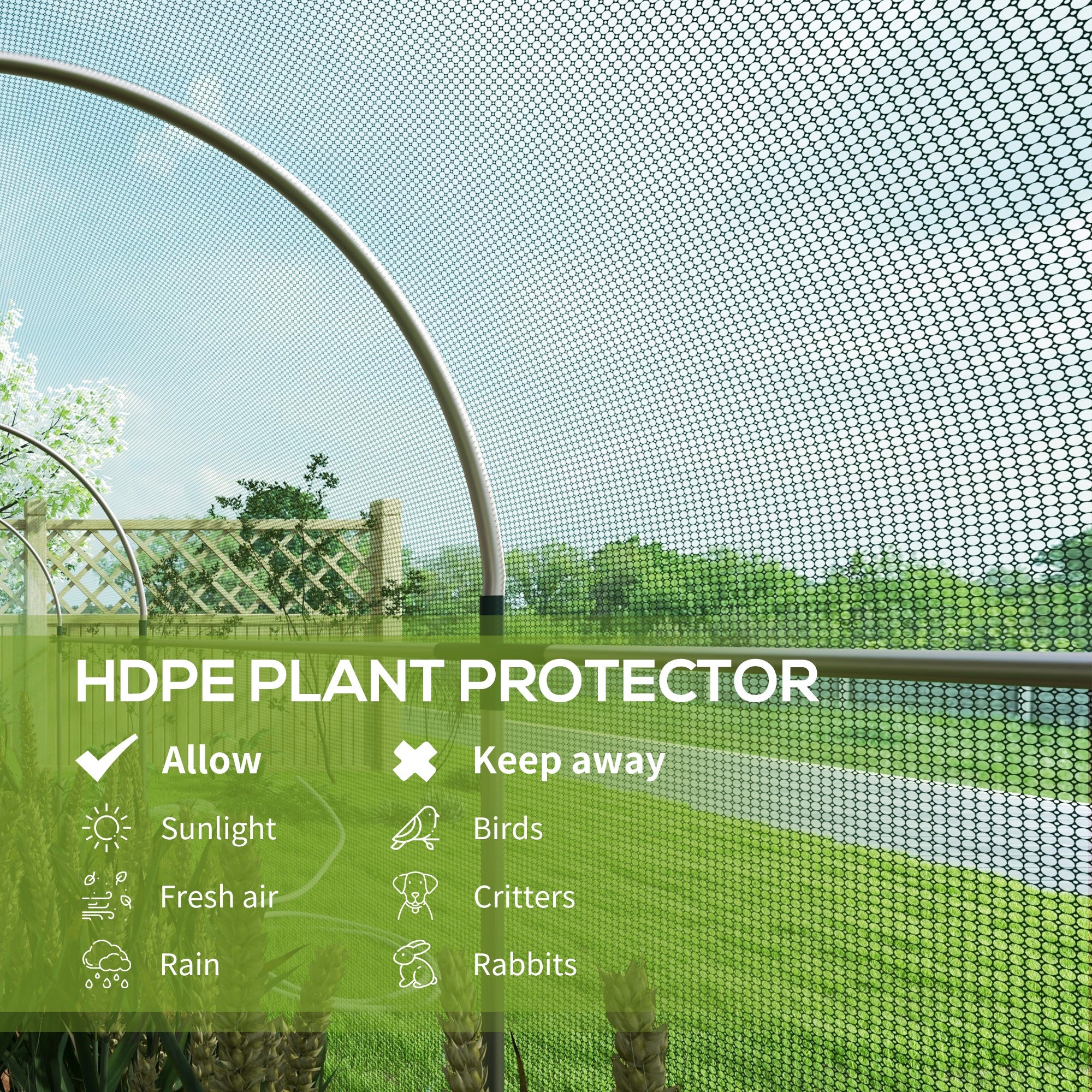 Galvanized Steel Crop Cage, Plant Protection Tent with Zippered Door, 4' x 12'