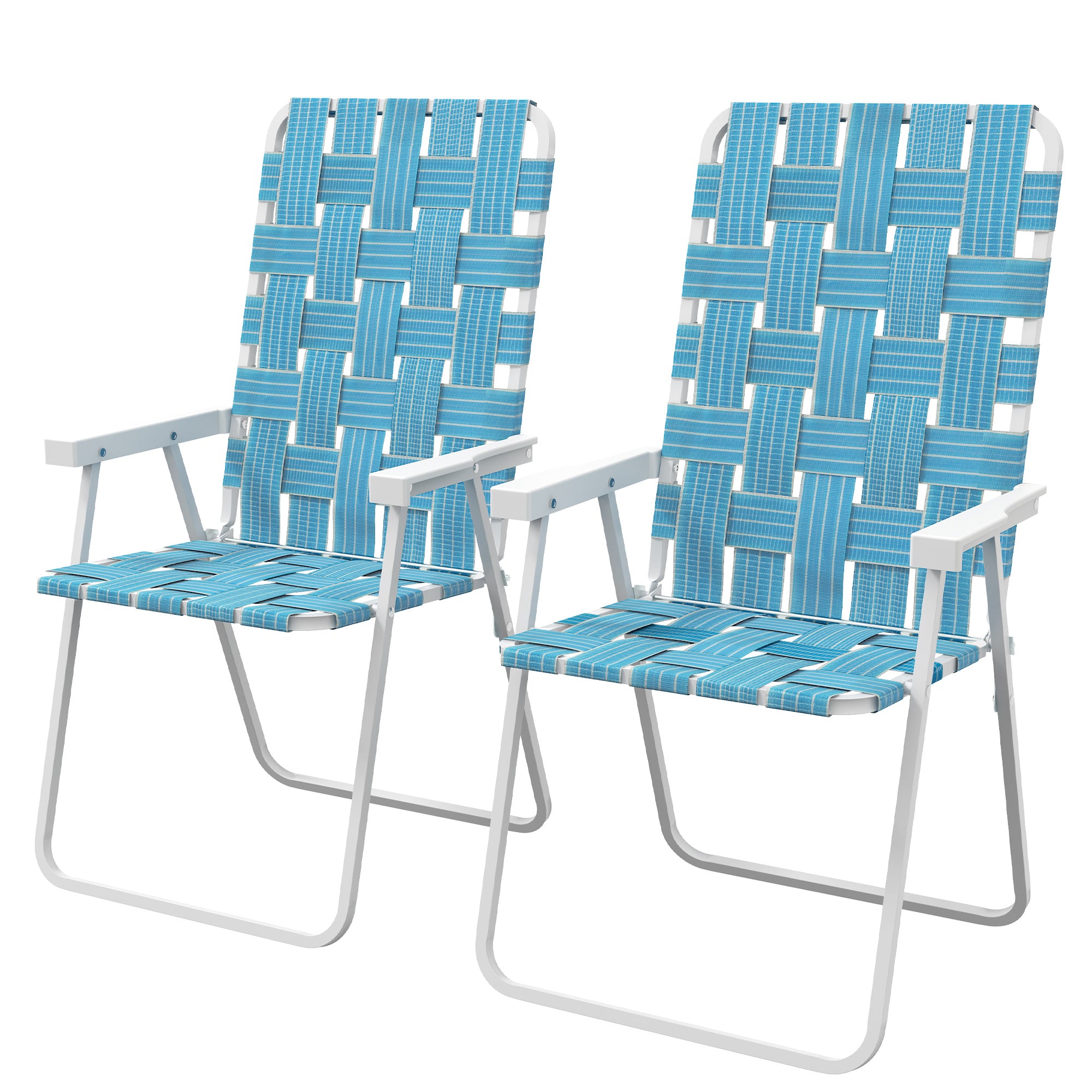 Set of 2 Patio Folding Chairs, Classic Outdoor Camping Chairs, Portable Lawn Chairs w/ Armrests
