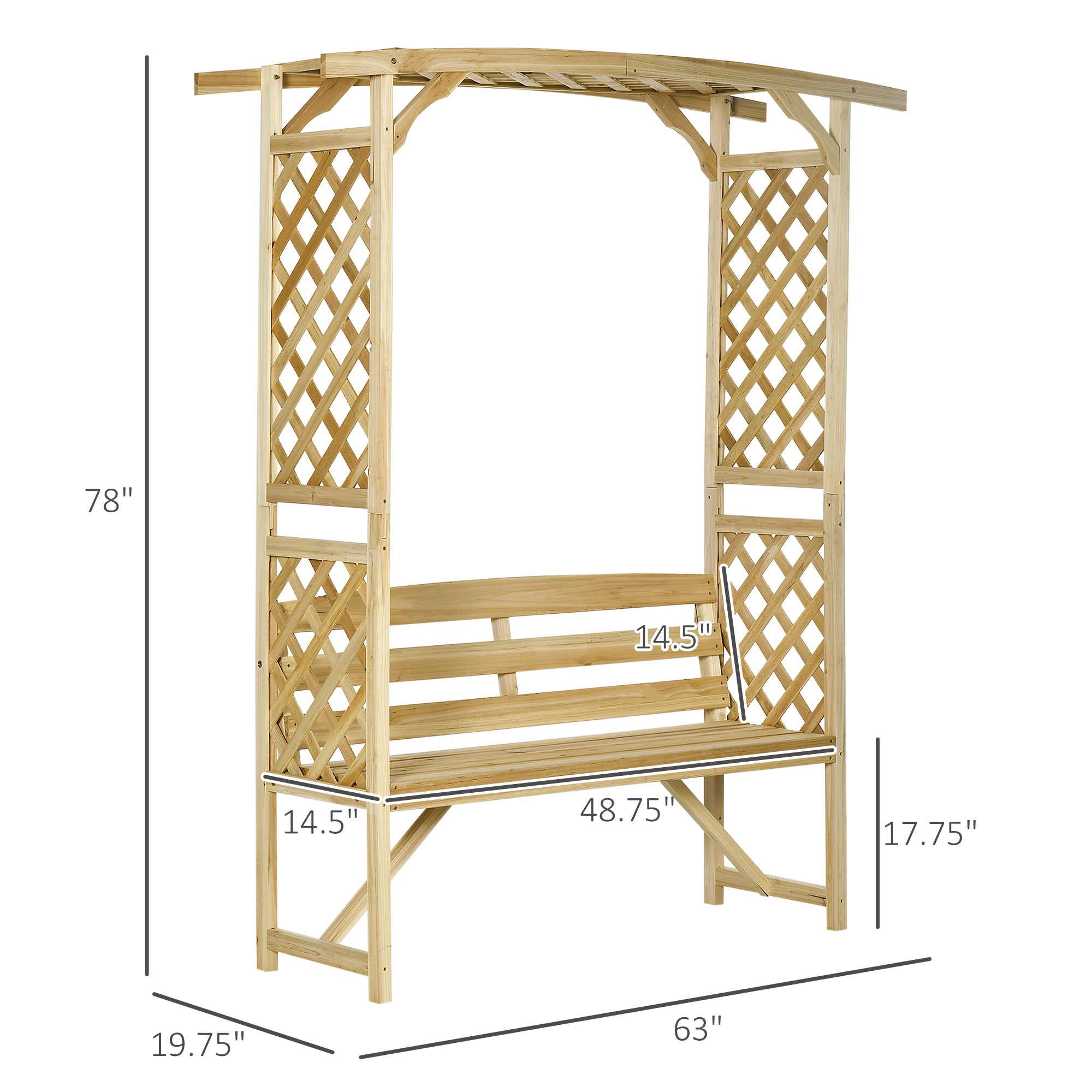 Patio Garden Bench, Wooden Bench, Outdoor Bench for Vines/Climbing Plants