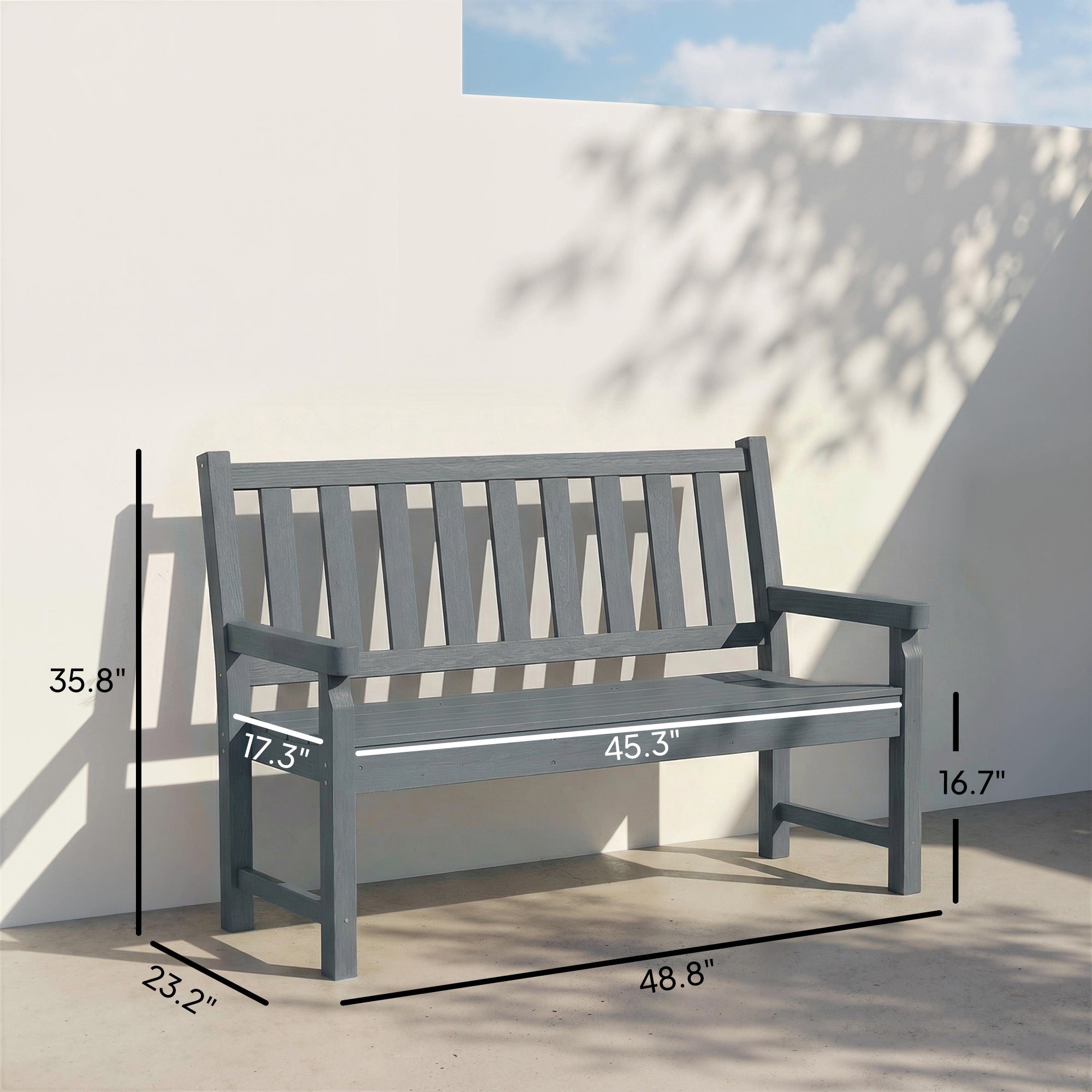 2-Person Garden Bench, HDPE Outdoor Bench with 530 lbs Capacity, Curved Seat for Backyard, Park, Porch, Lawn