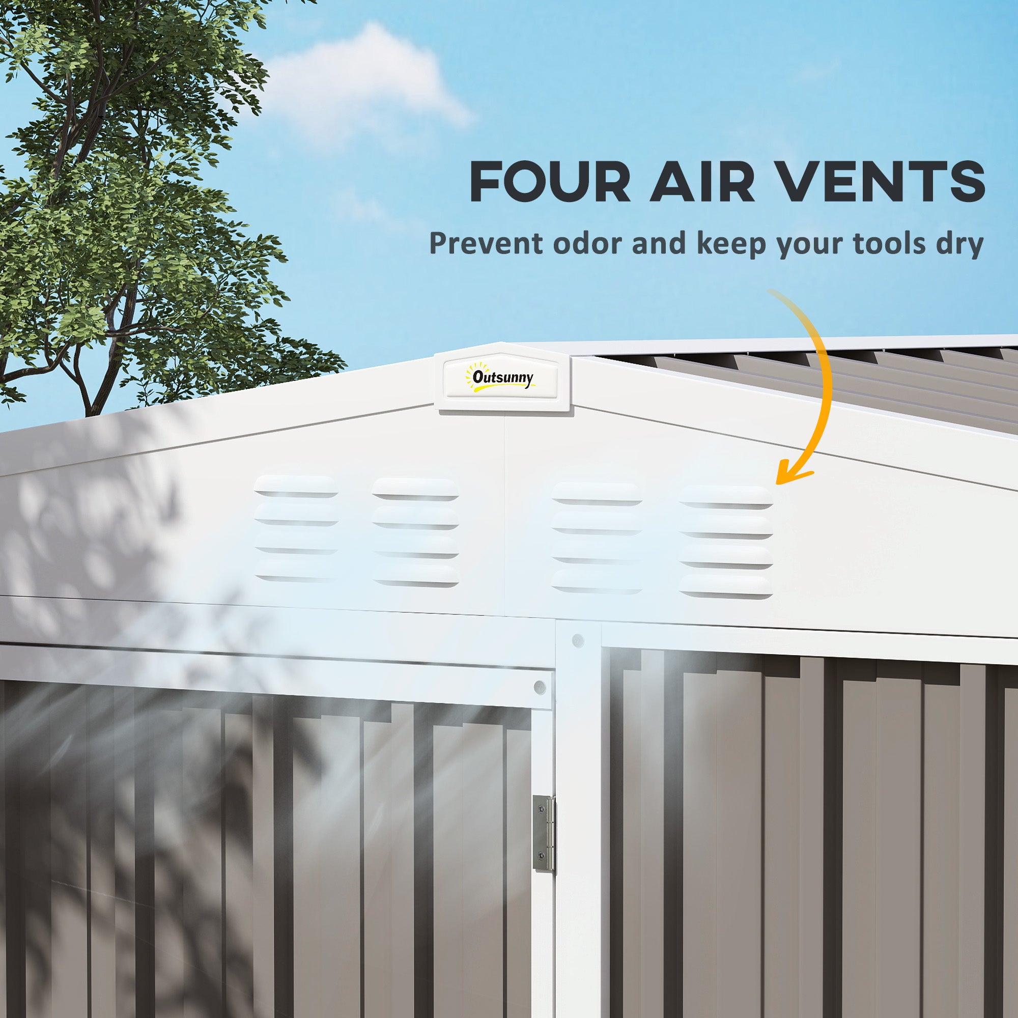 8 x 4ft Outdoor Garden Shed, Metal Shed with Air Vents and Lock for Backyard, Garden, Patio, Warm