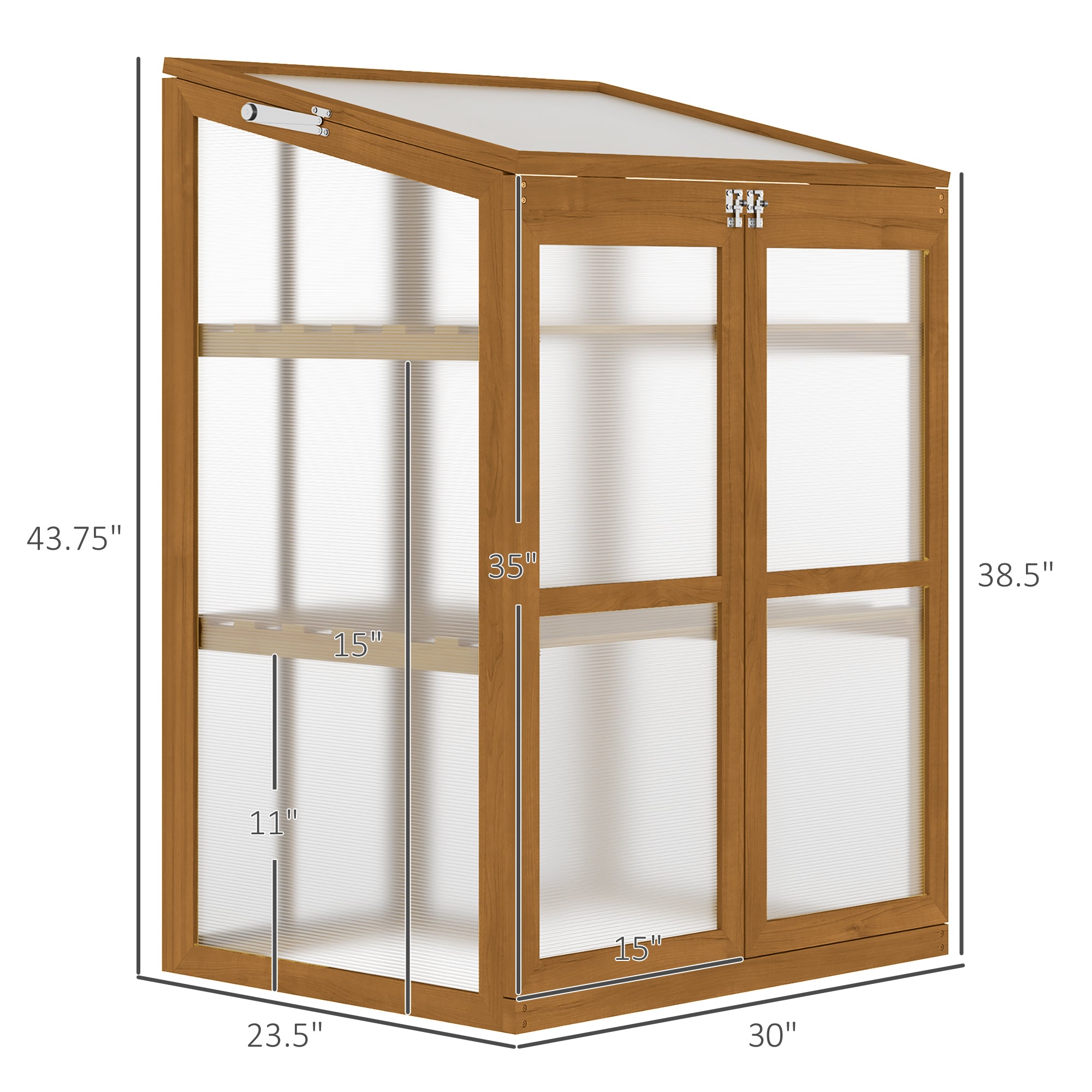 Wooden Cold Frame Greenhouse Small Mini Planter Box, 30" L x 24" W x 44" H