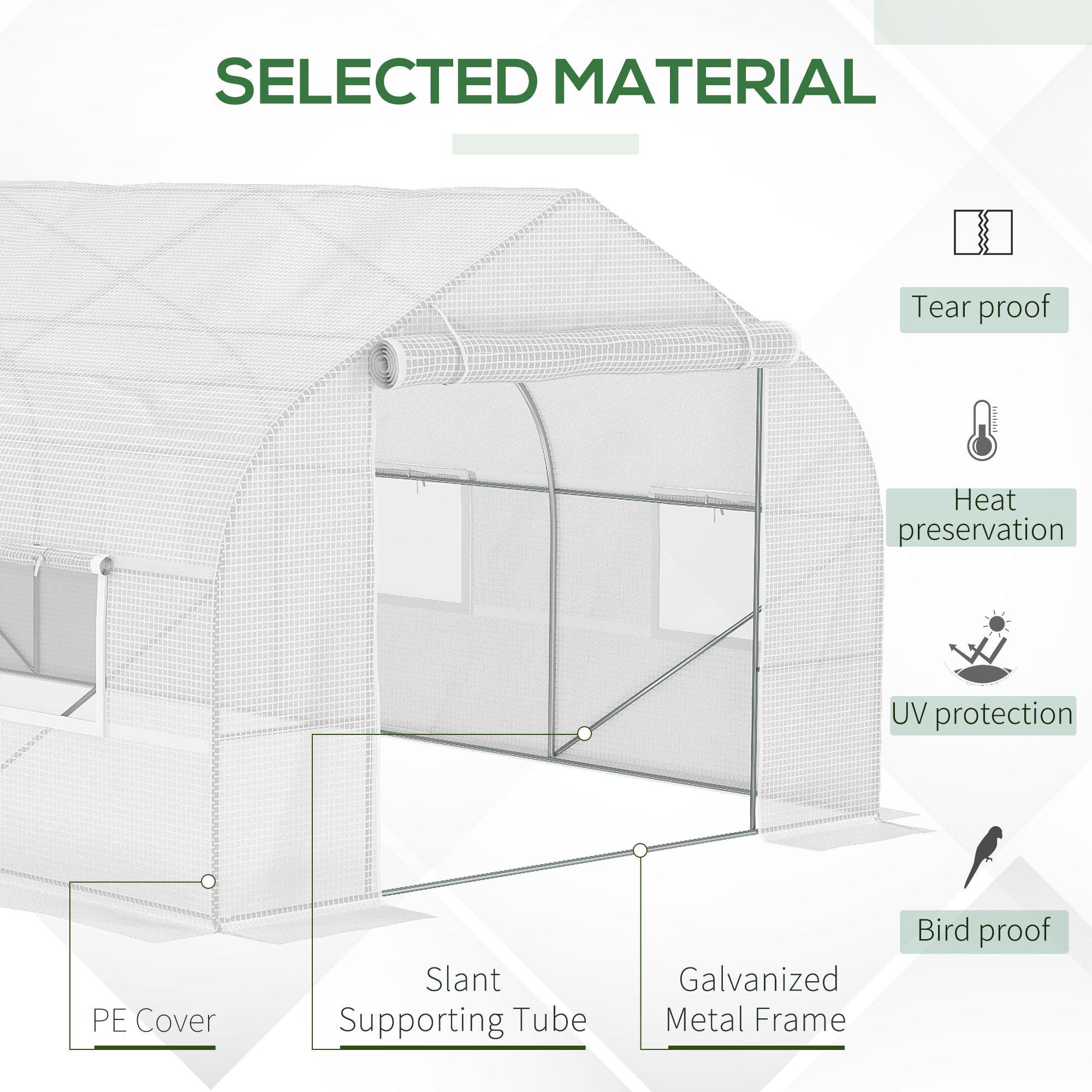 20' x 10' x 7' Walk-in Tunnel Greenhouse with Zippered Mesh Door and 8 Mesh Windows, Gardening Plant Hot House with Galvanized Steel Hoops