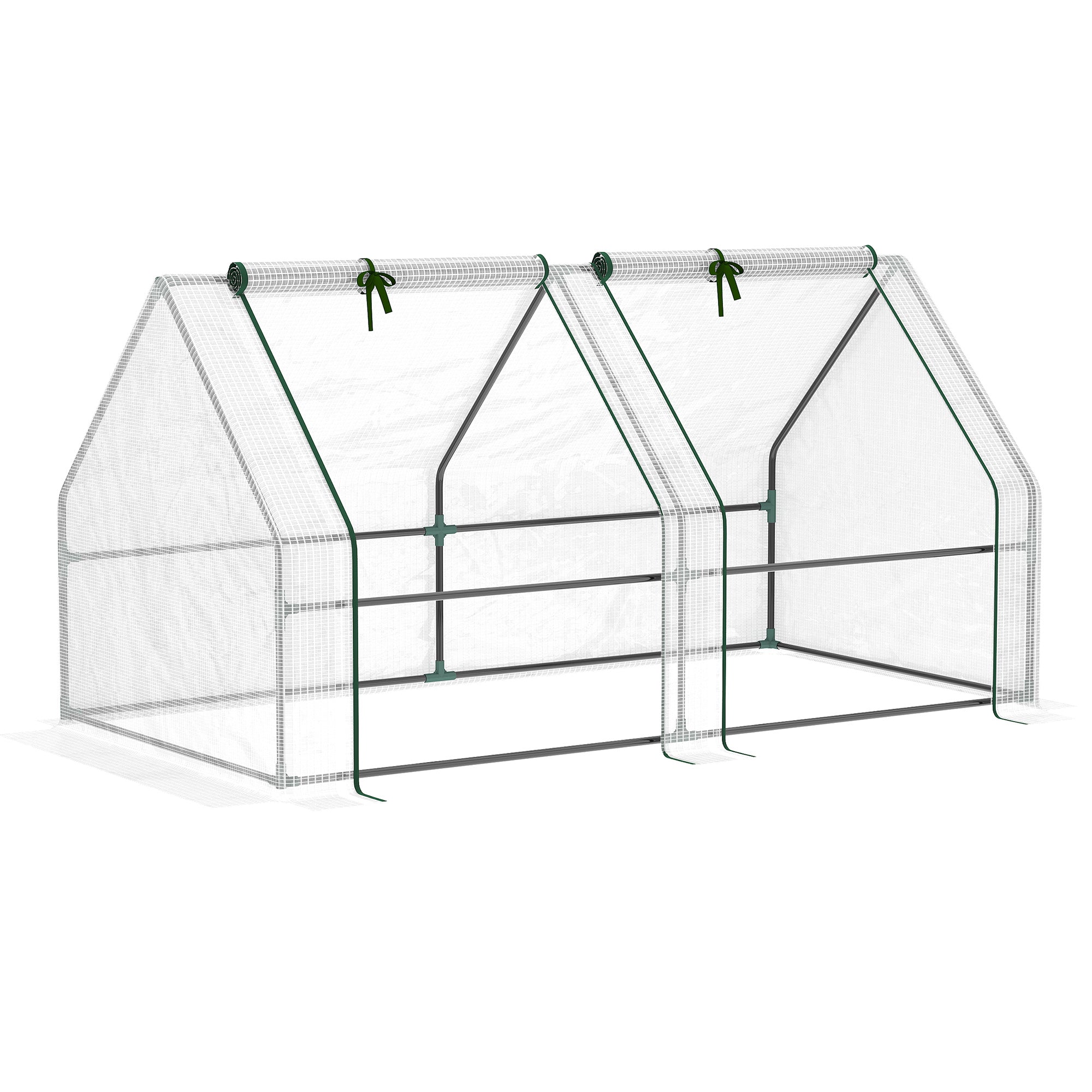 6' x 3' x 3' Mini Greenhouse with Zippered Doors & Roll-up Windows, Portable Plant Hot House with Durable PE Cover, Water Resistant, UV Protected for Outdoor Flowers, Vegetables, Green