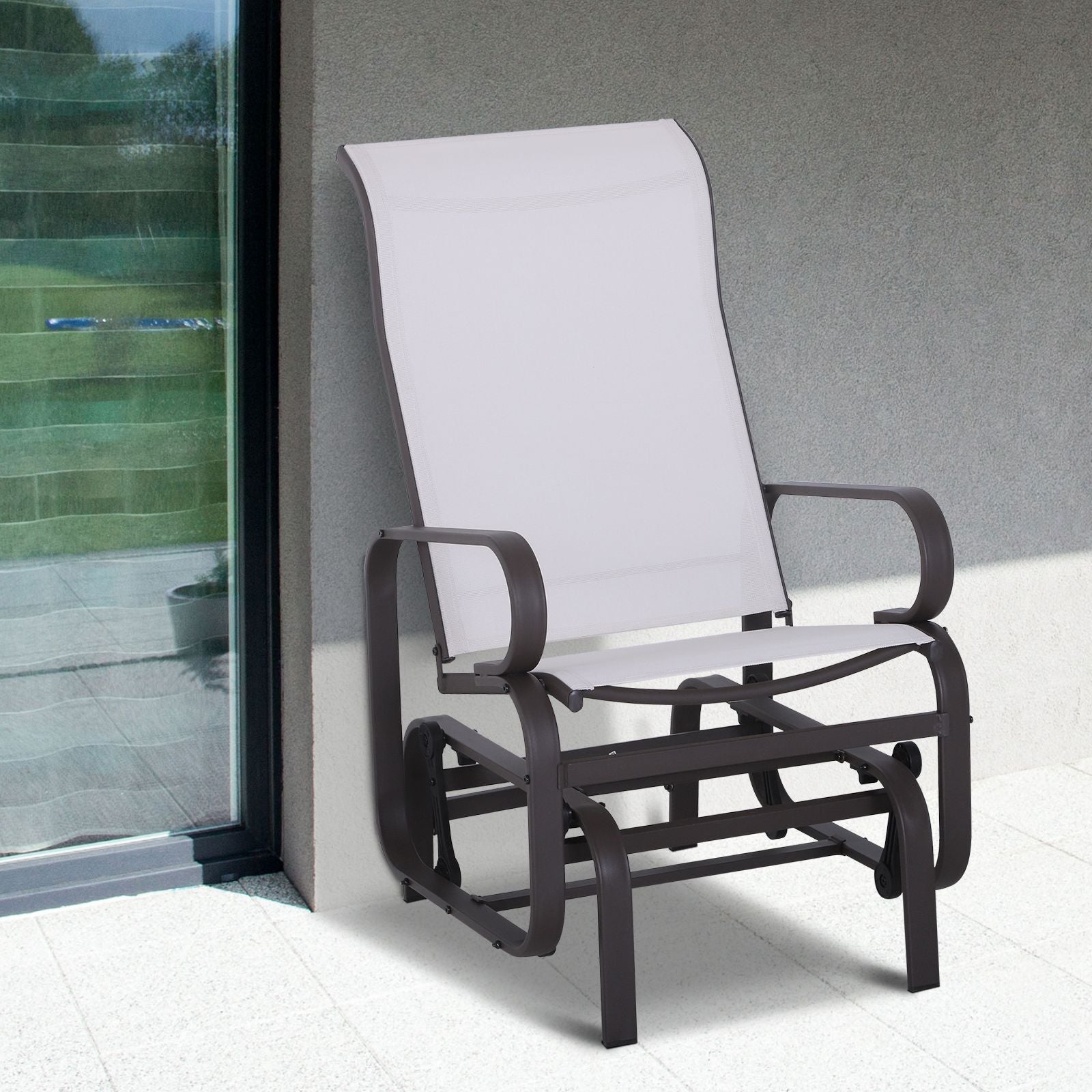 Outdoor Patio Glider Rocker, Metal High-Back Chair for Outdoor Use