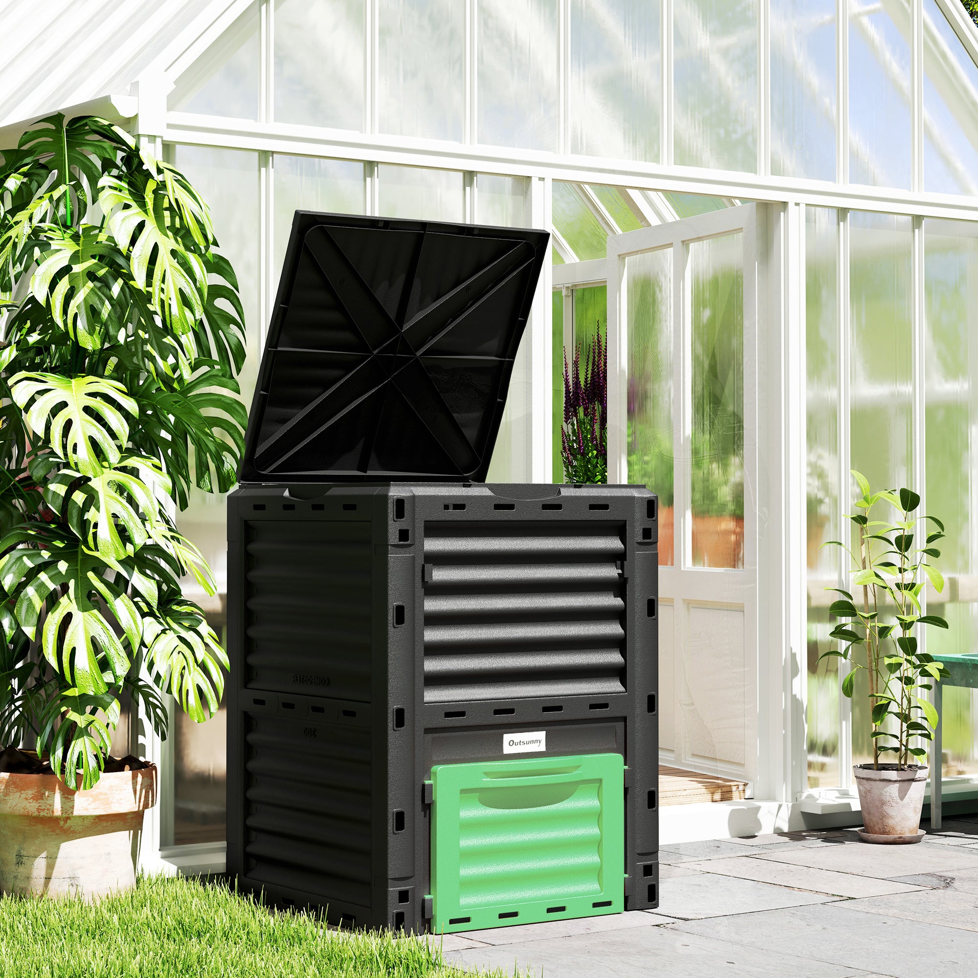Garden Compost Bin 80 Gallon Outdoor Large Capacity Composter Fast Create Fertile Soil Aerating Box