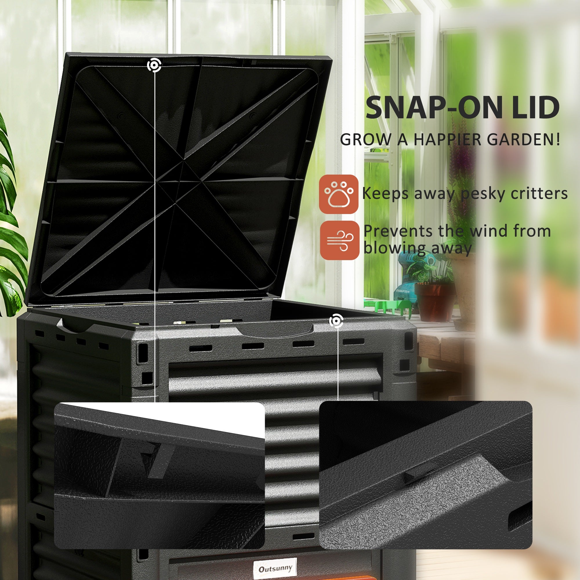 Garden Compost Bin 80 Gallon Outdoor Large Capacity Composter Fast Create Fertile Soil Aerating Box