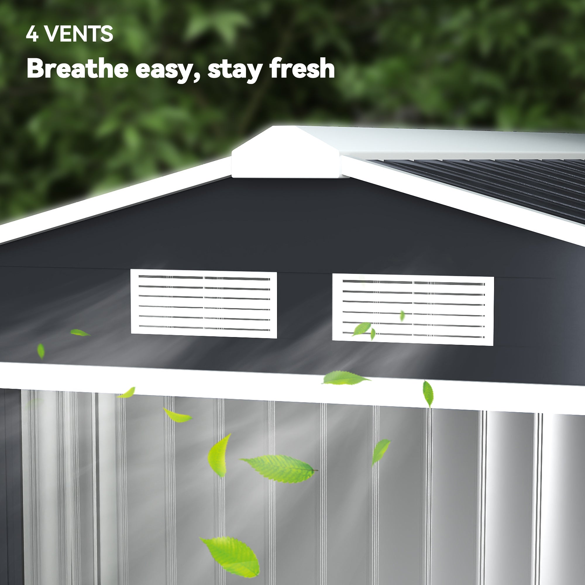 7' x 4' Outdoor Storage Shed, Garden Tool Metal Shed with Foundation Kit, Double Lockable Door, Air Vents and Sloping Roof, for Backyard, Patio, Lawn