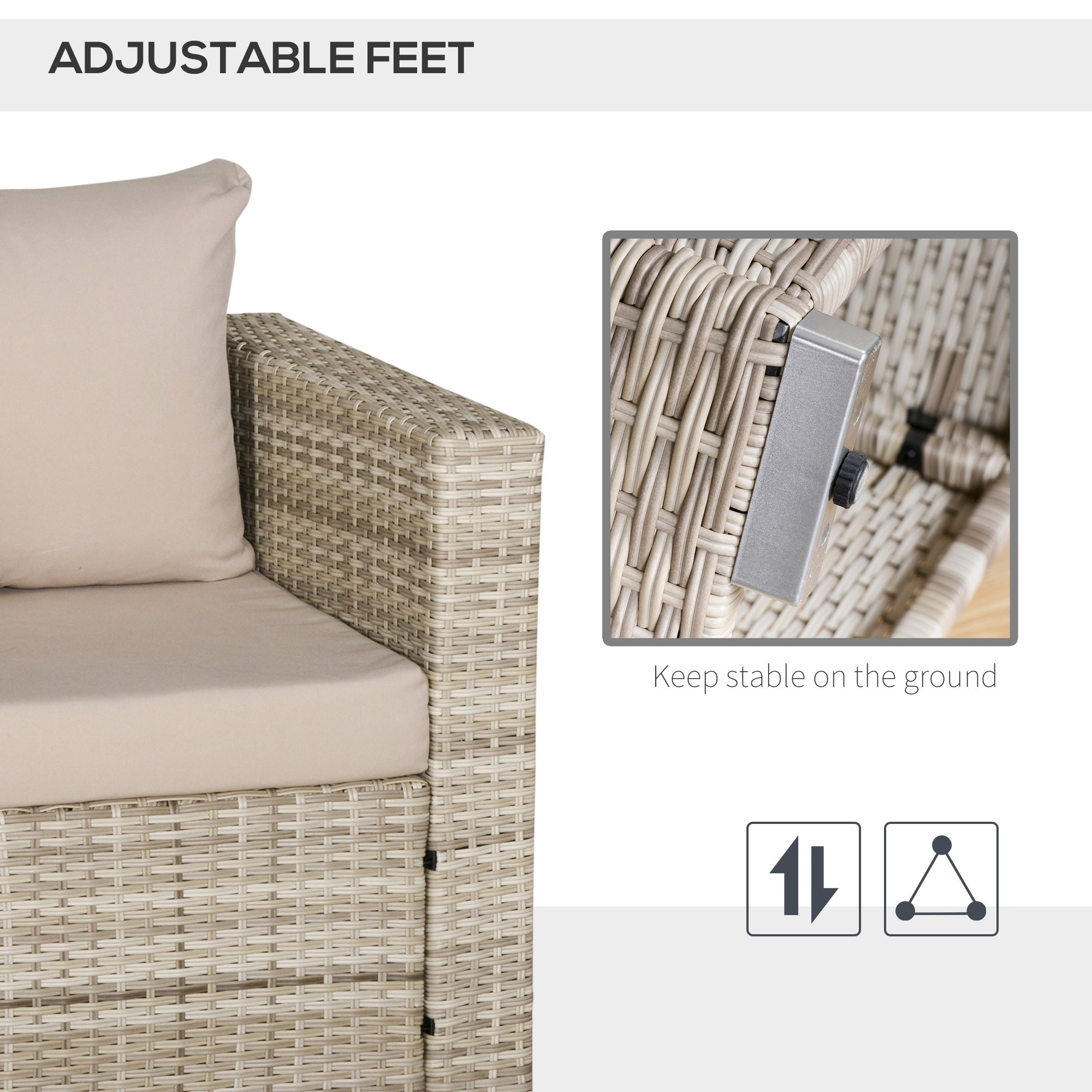 3 Piece Patio Furniture Set, PE Rattan Small Wicker Balcony Furniture, Table & Chairs with Cushions Composite Table, Conversation Set for Apartment, Gray