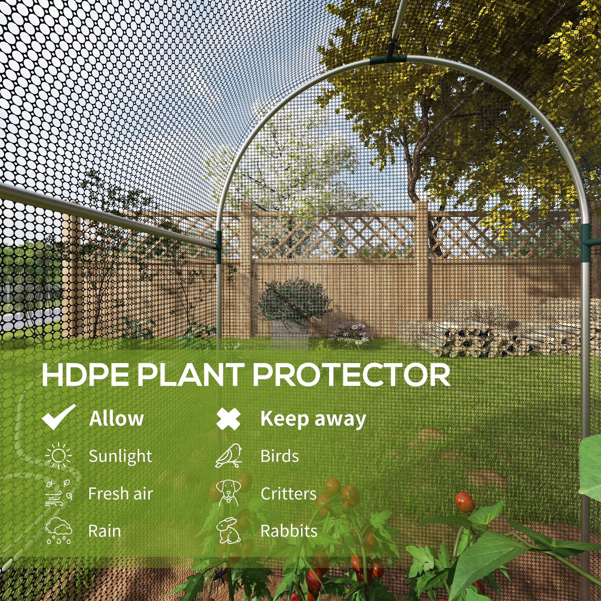 Galvanized Steel Crop Cage, Plant Protection Tent with Zippered Door, 4' x 8'