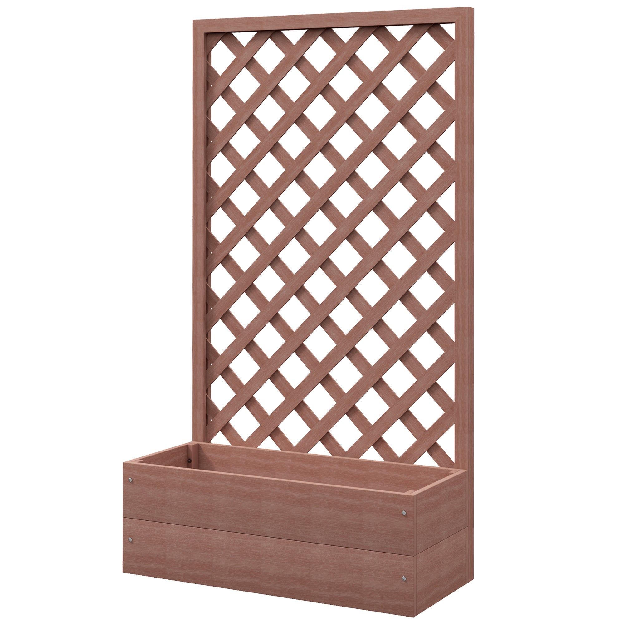 Trellis Planter Box for Climbing Plants, Raised Garden Bed w/ Trellis Lattice for Outdoor Garden, Deck, Backyard