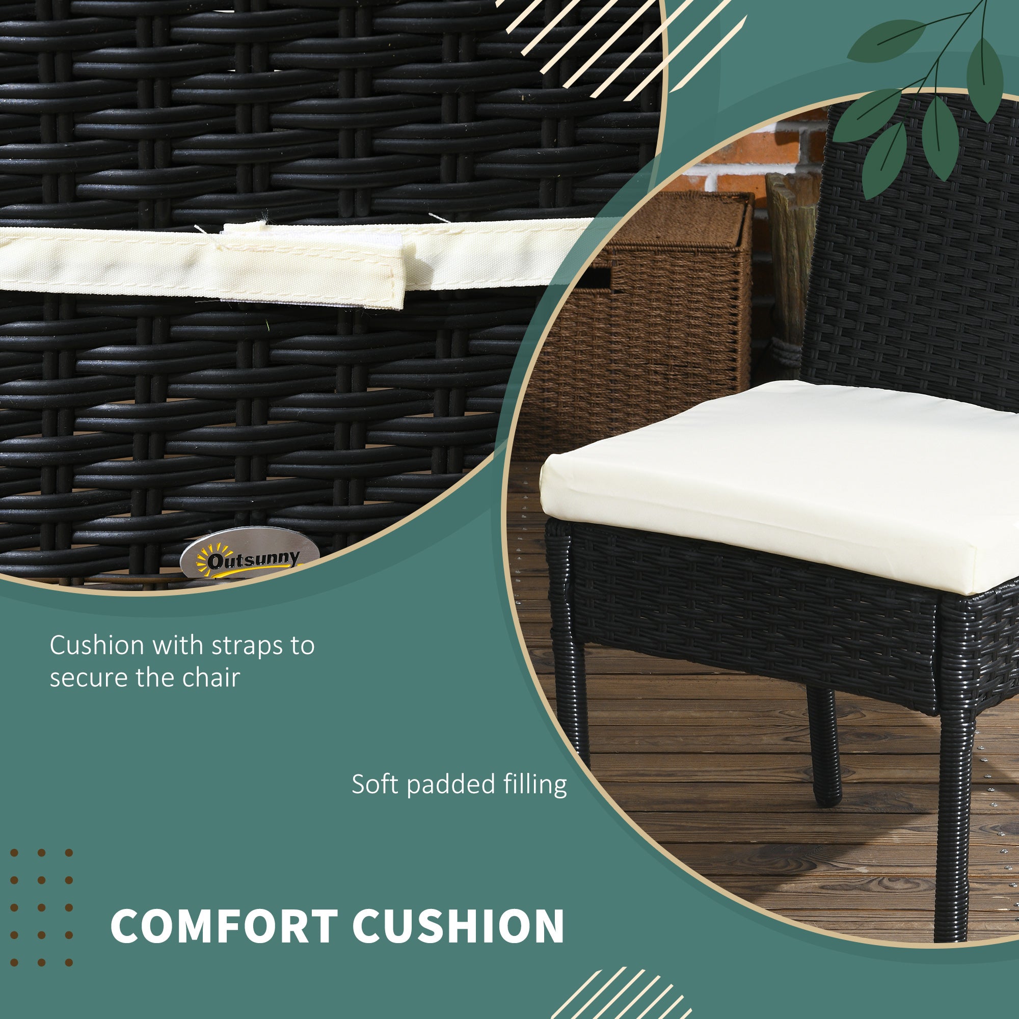 4 PE Rattan Outdoor Dining Chairs with Cushions, Patio Wicker Dining Chairs with Backrest