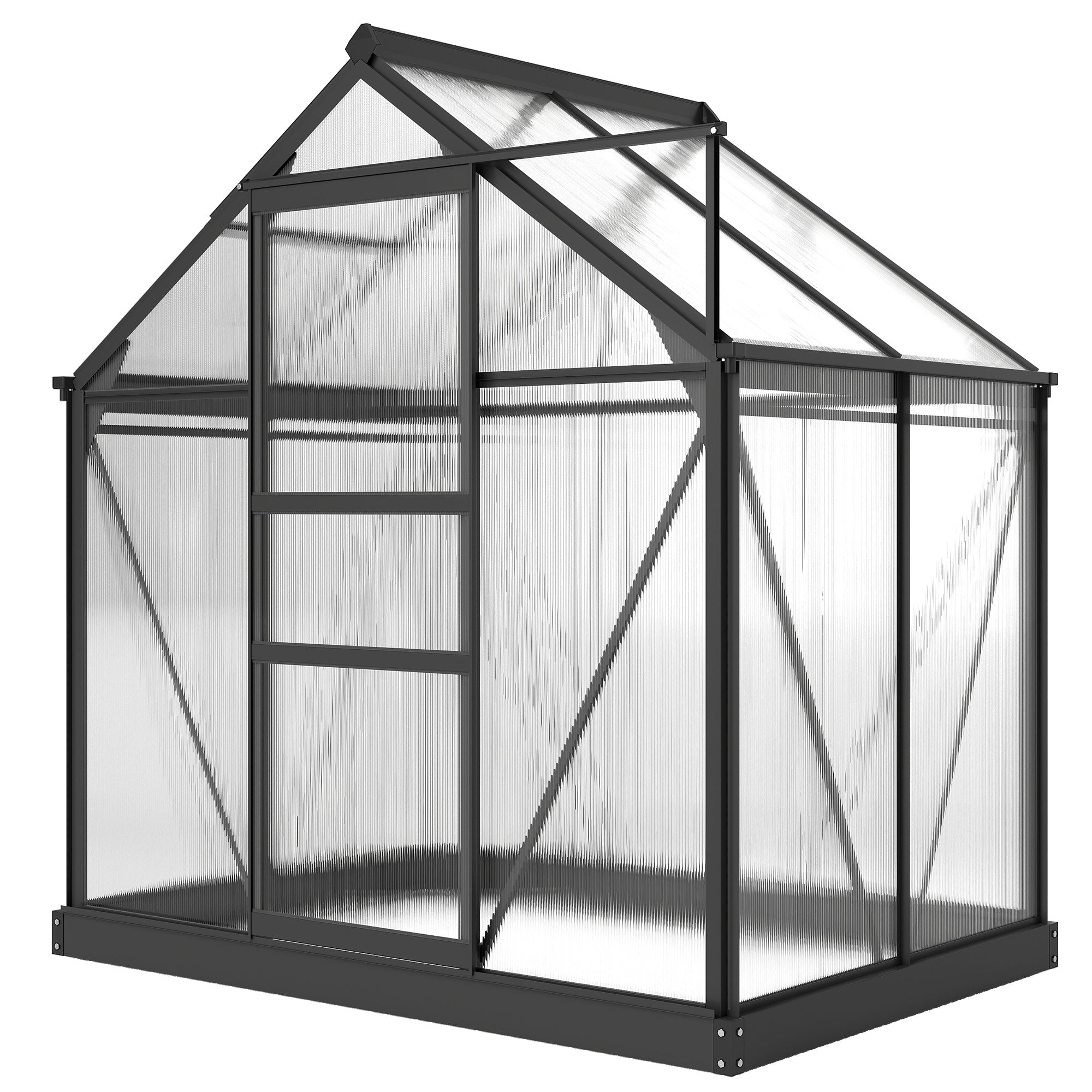 6' x 4' Greenhouse for Outdoors, Polycarbonate Greenhouse with Rain Gutter and Roof Vent, Aluminum Walk-in Green Houses for Outside for Patio Backyard Garden