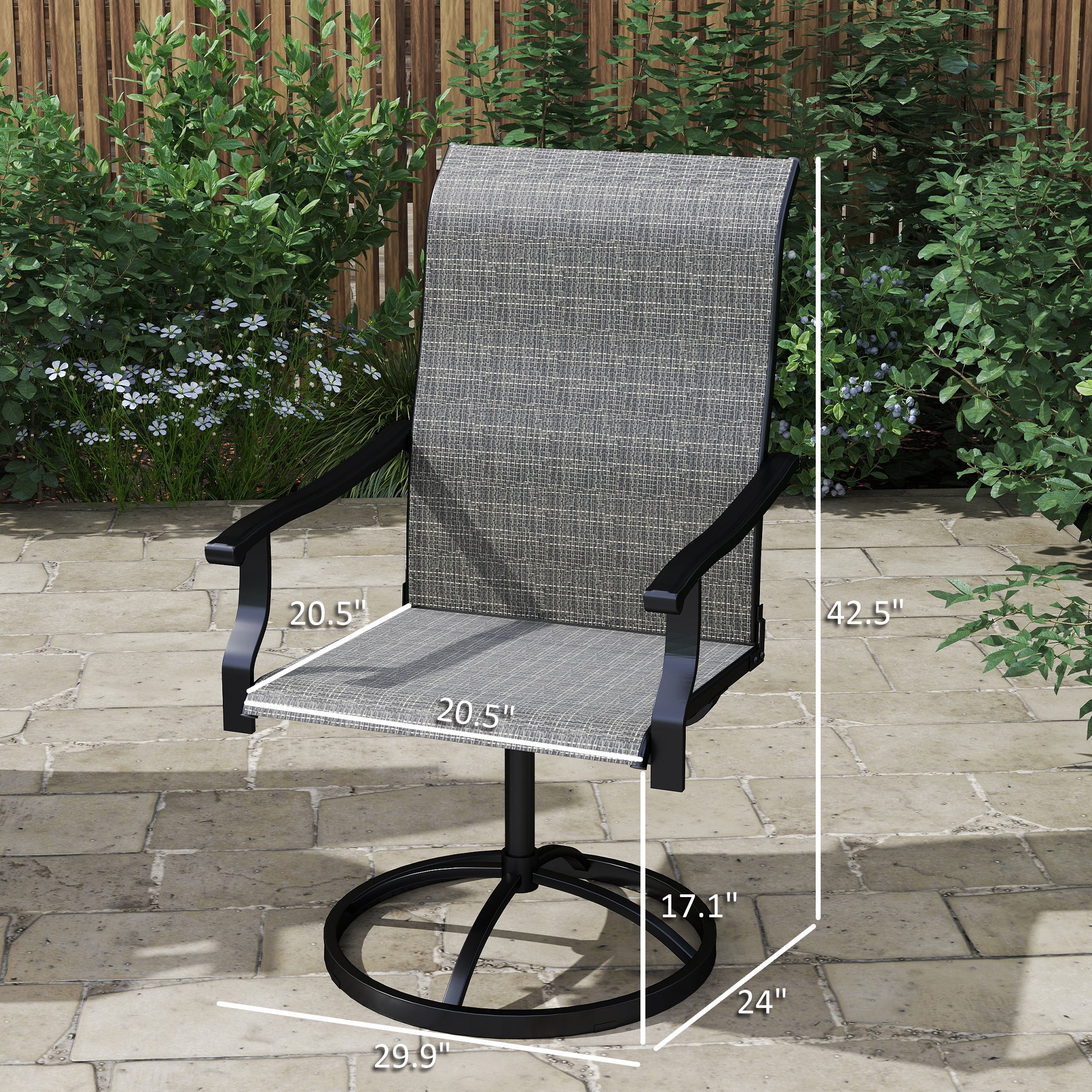 Patio Swivel Chairs Set of 2, High Back Patio Dining Chairs with All-Weather Mesh for Backyard, Lawn, Garden