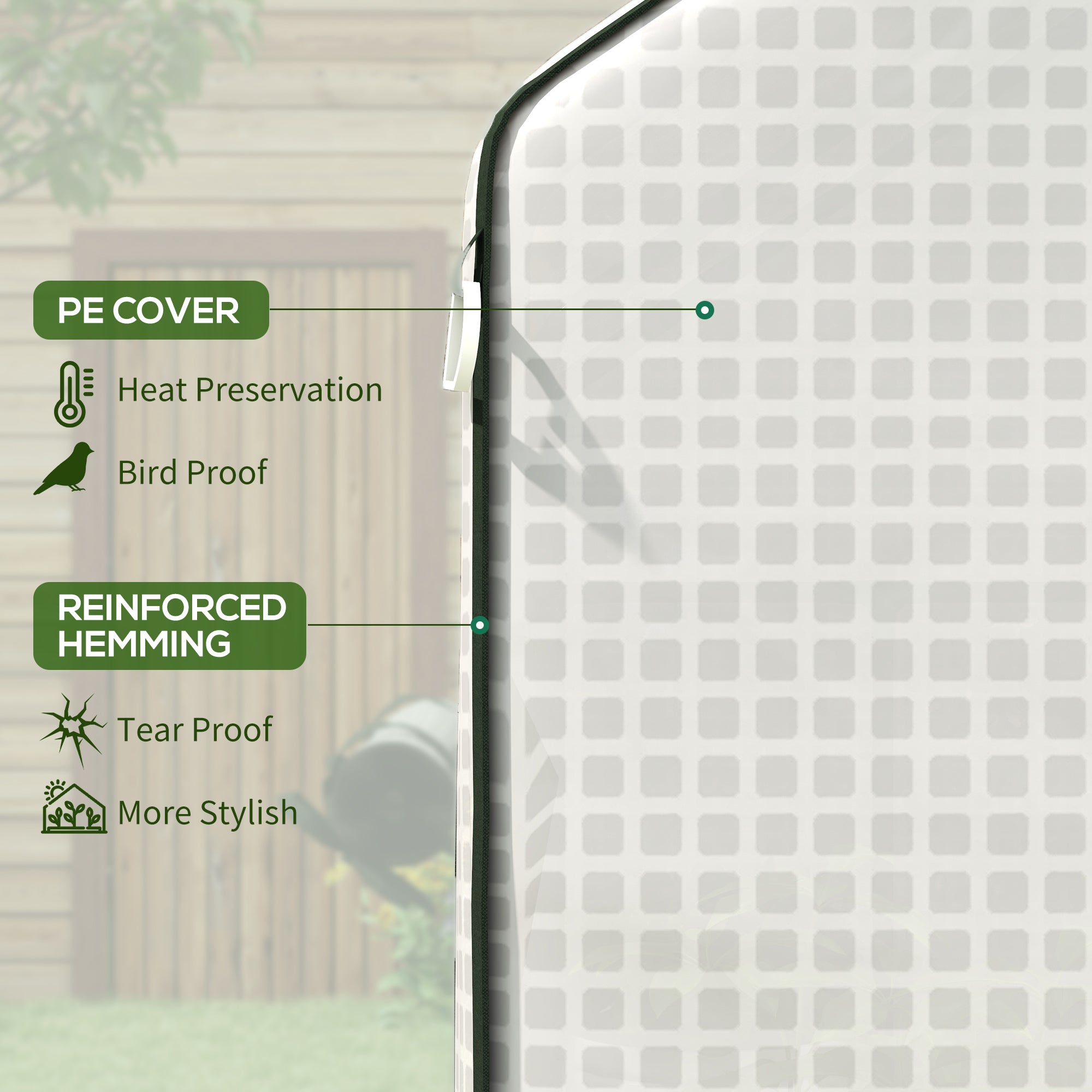 01-0472 Replacement Cover, 55" x 56.25" x 74.75" Walk-in Greenhouse Cover Reinforced Anti-Tear PE Hot House Cover