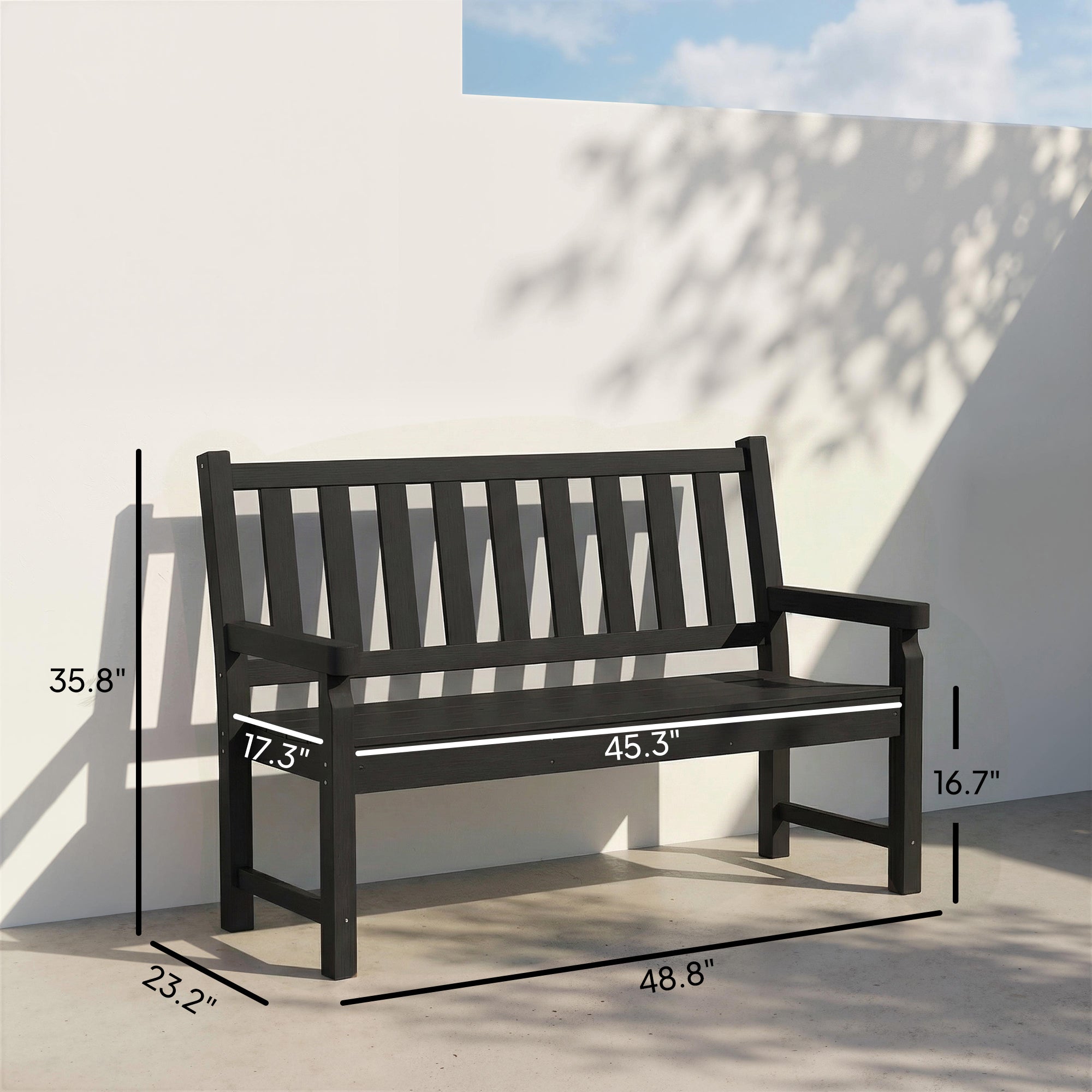 2-Person Garden Bench, HDPE Outdoor Bench with 530 lbs Capacity, Curved Seat for Backyard, Park, Porch, Lawn
