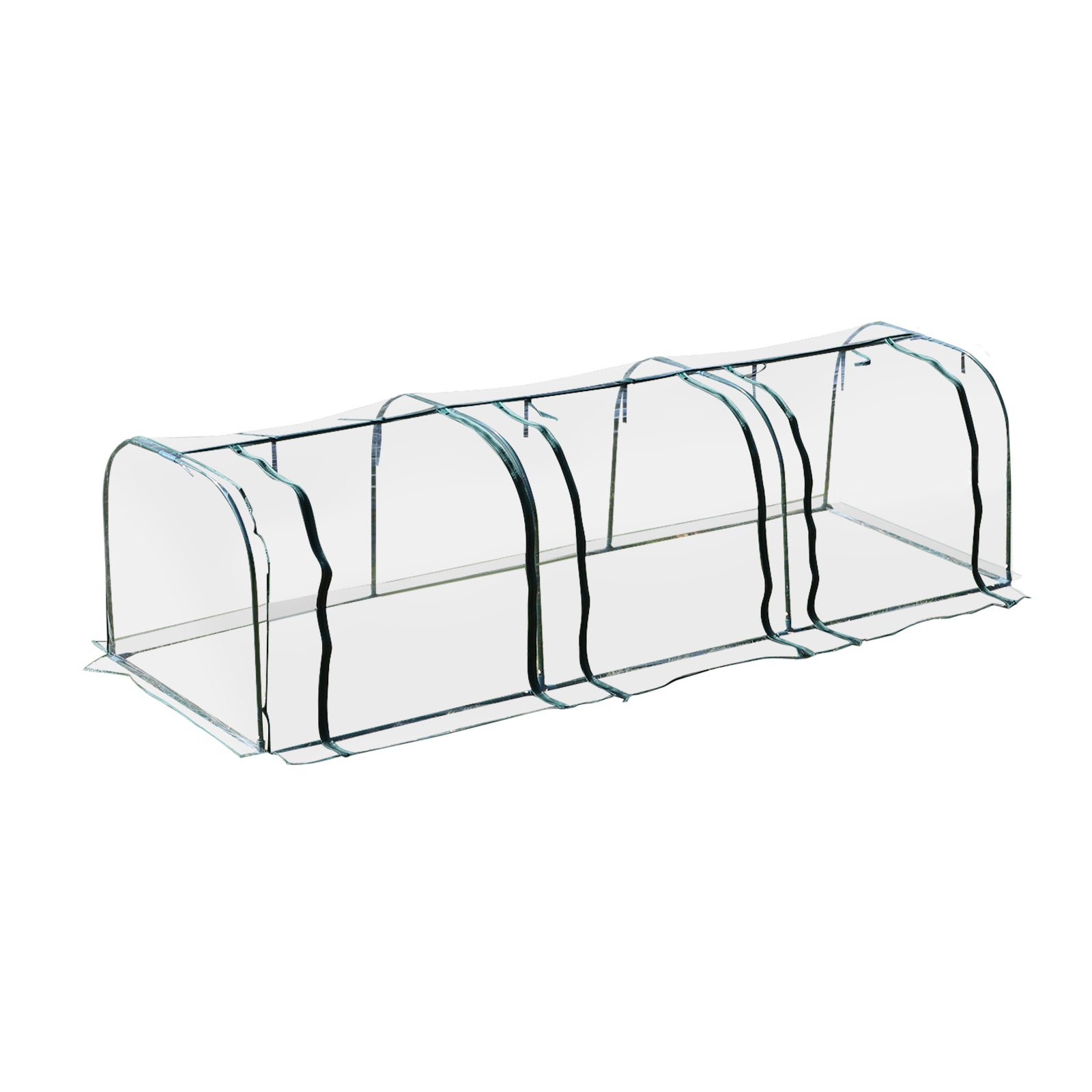 11.5' L x 3.25' W x 2.5' H PVC Metal Tunnel Garden Greenhouse Kit
